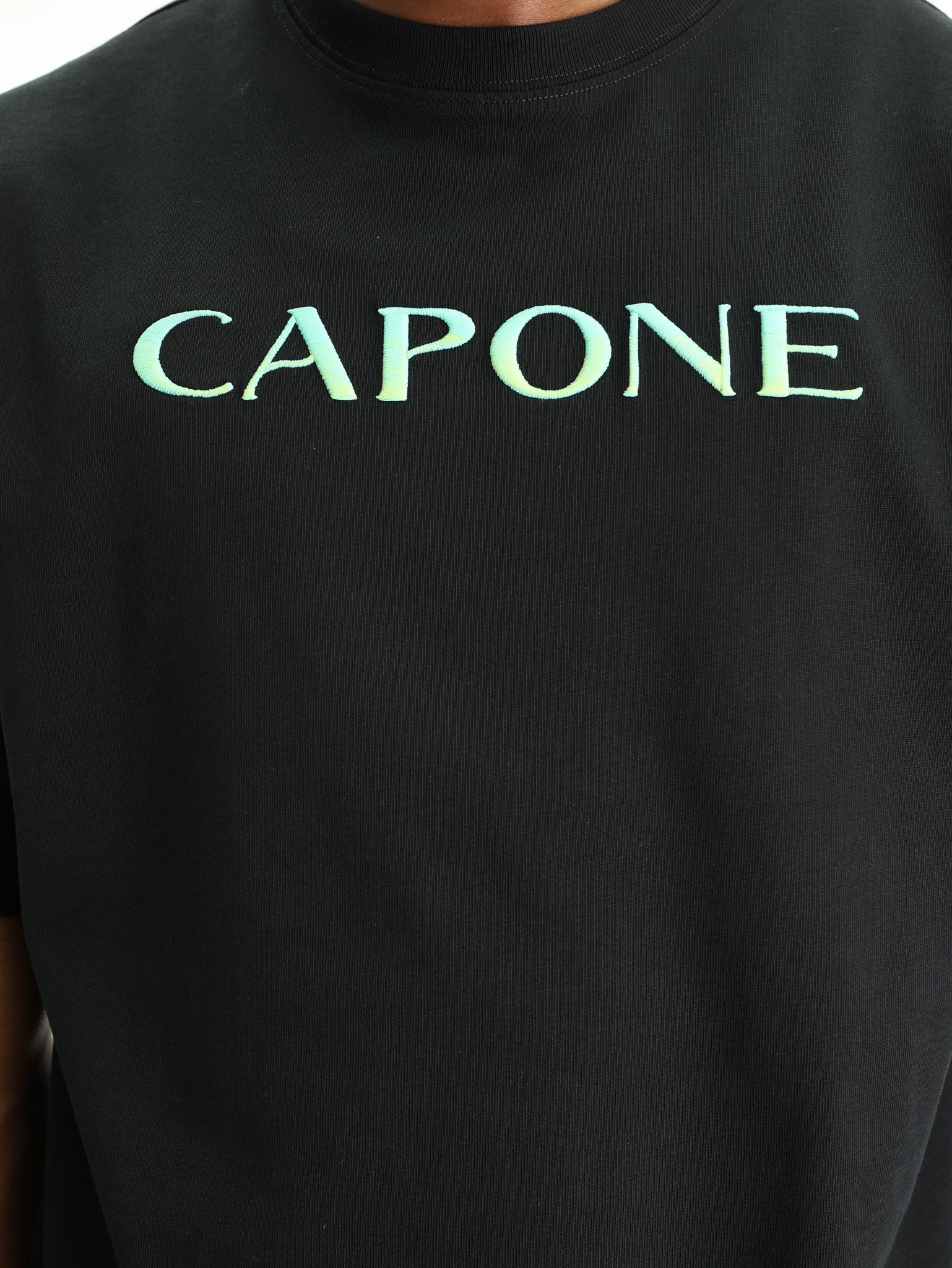 Capone T-Shirt Logo Black-Aqua