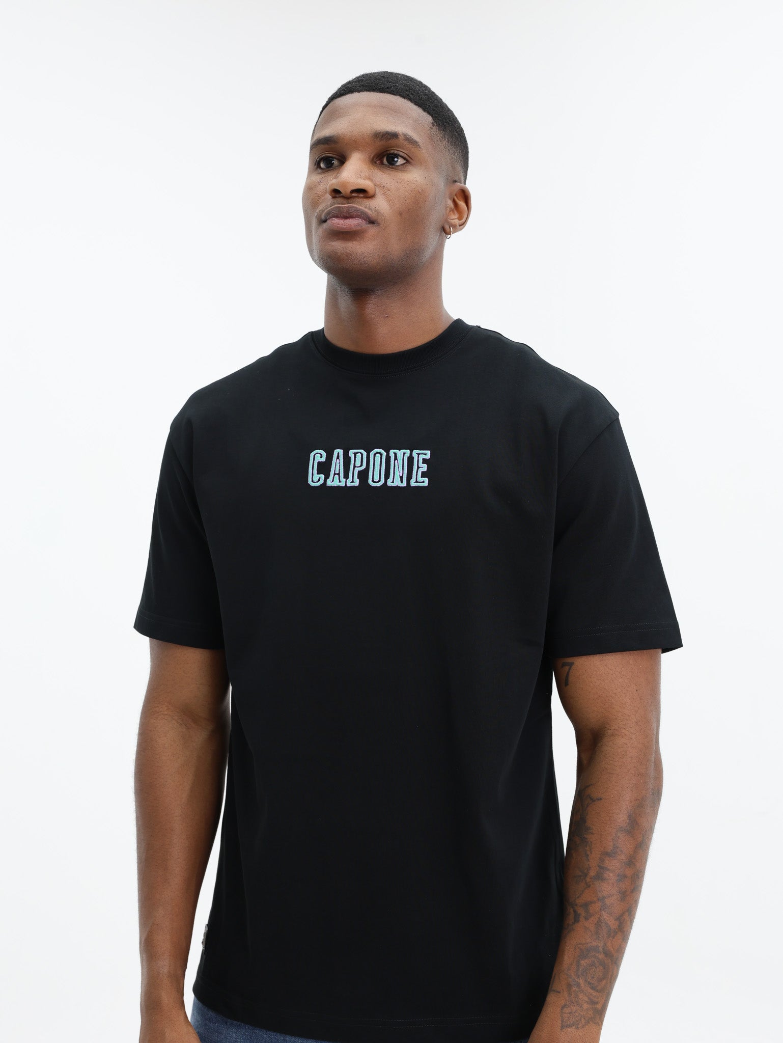 Capone T-Shirt Logo Black-Aqua-Lilac