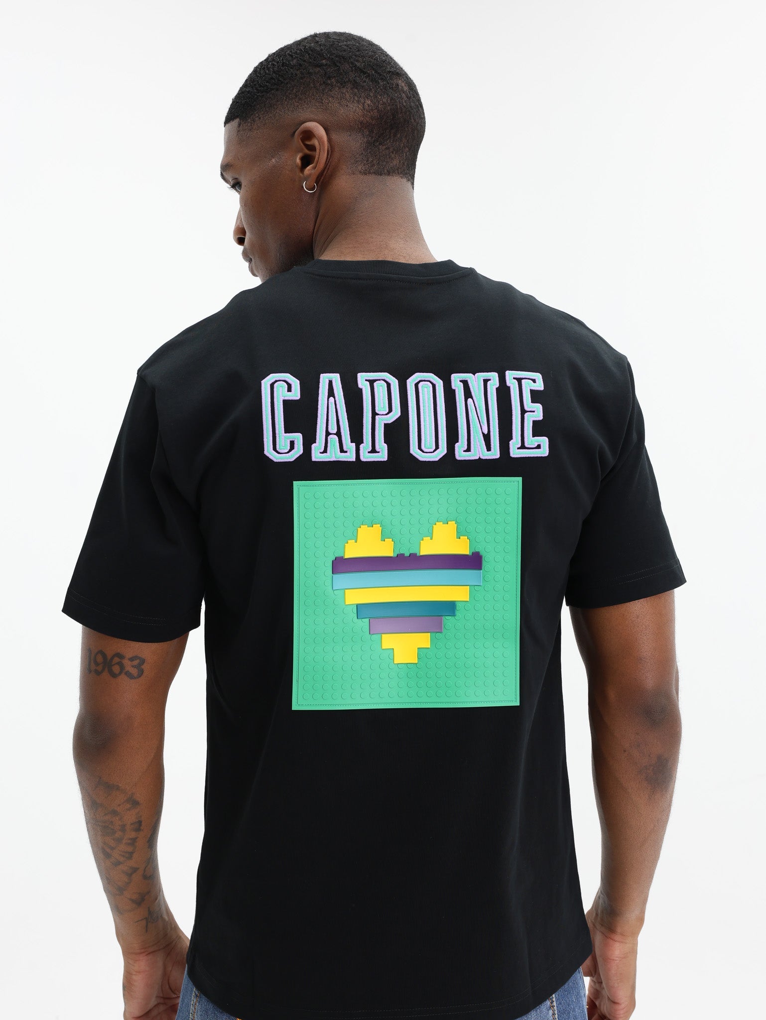 Capone T-Shirt Logo Black-Aqua-Lilac