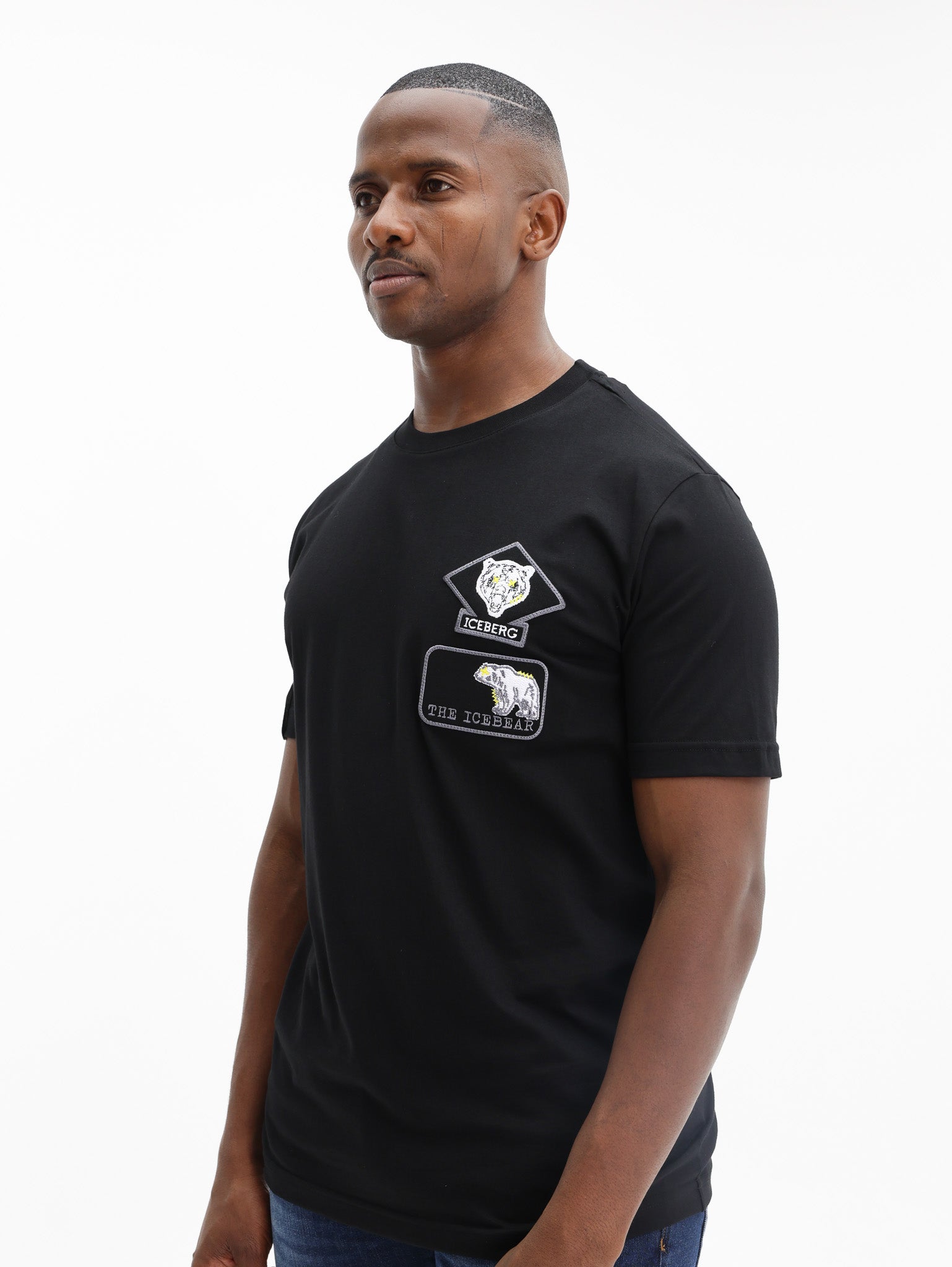 Iceberg T-Shirt Bear Patch Logo Black