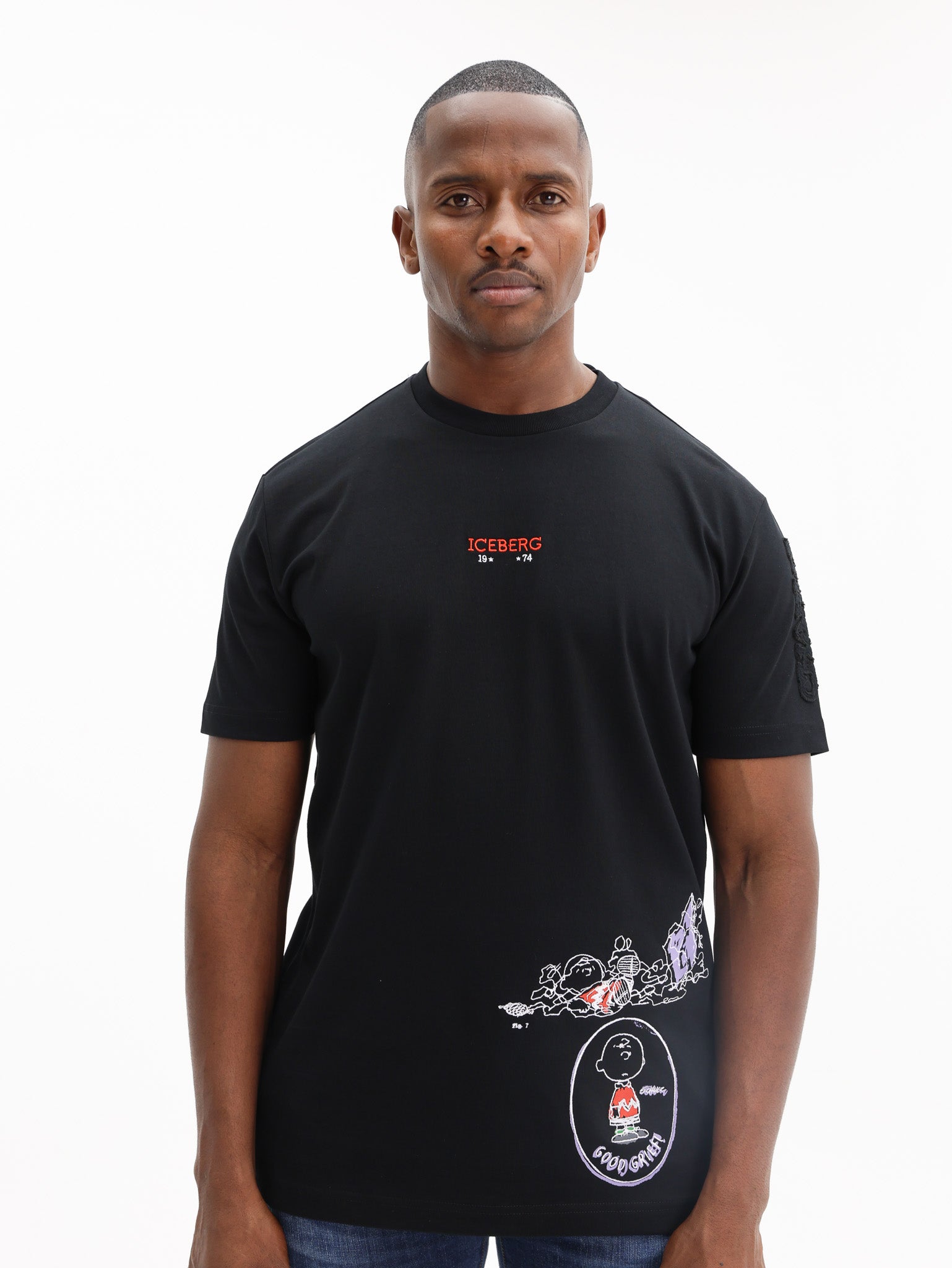 Iceberg T-Shirt Mixed Peanuts Print Black