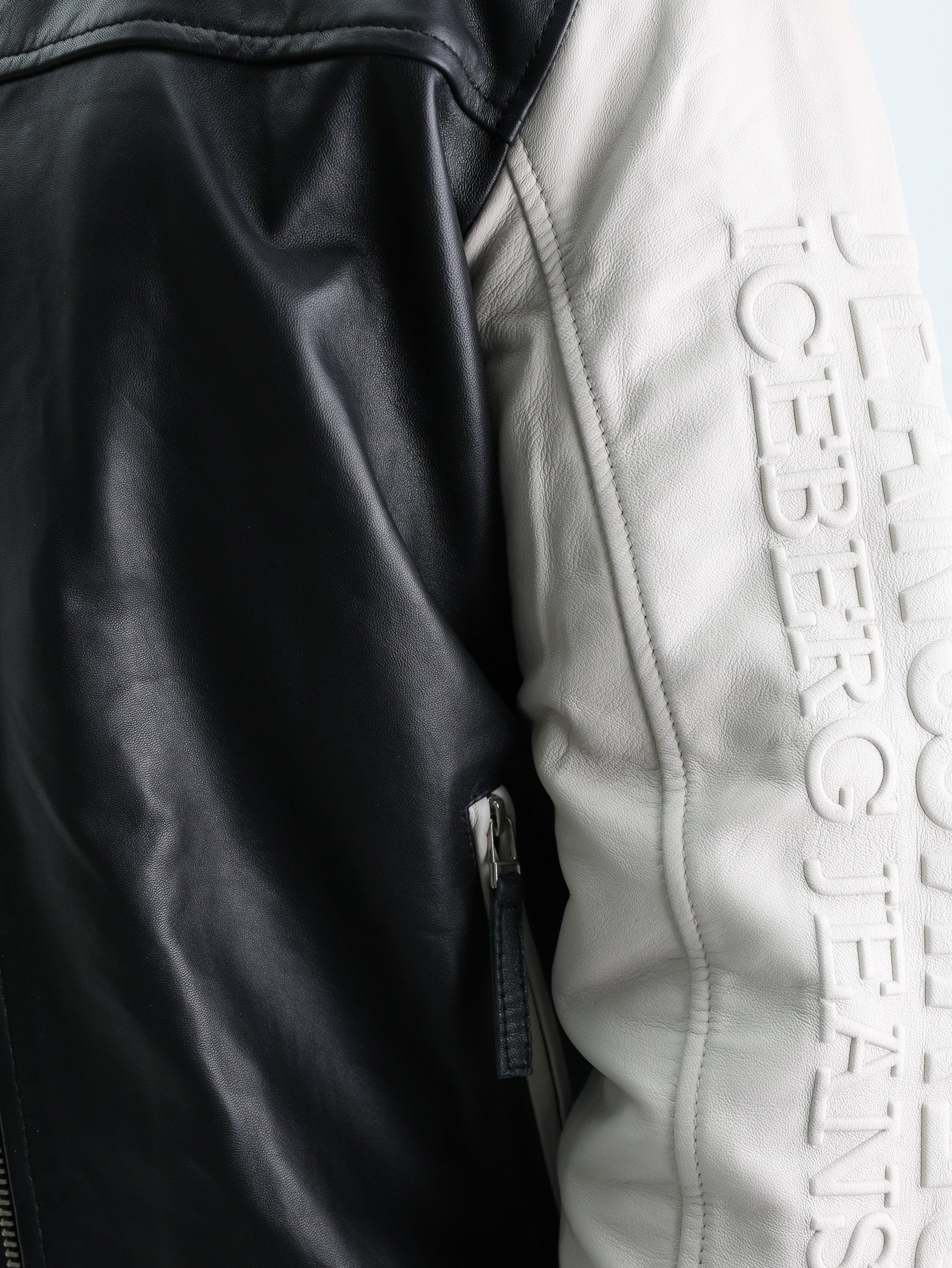 Iceberg Leather-Jacket Lambskin Varsity Black-White