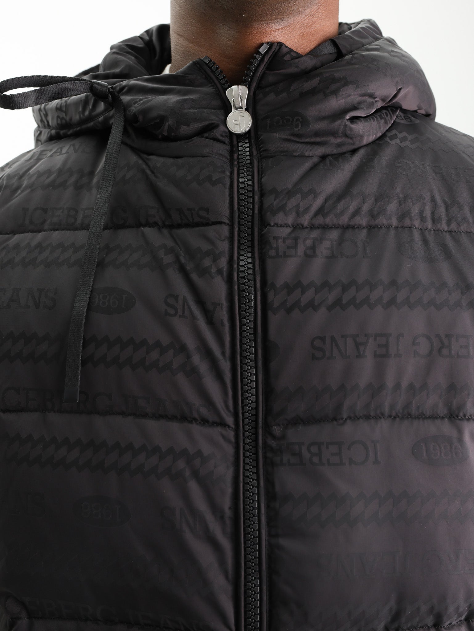 Iceberg Bomber Jacket Jacquard Logo Black