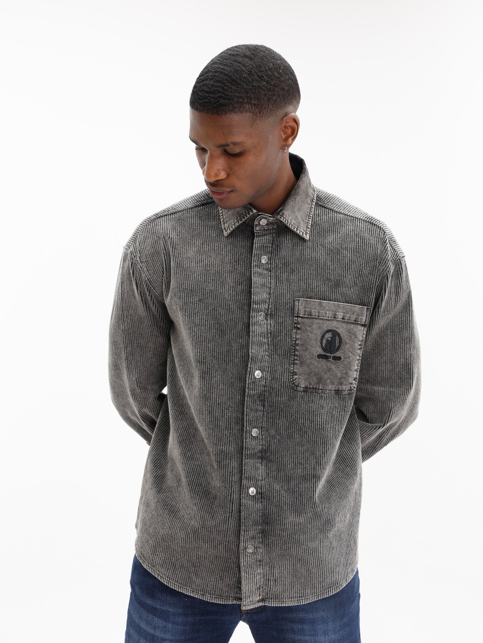 Iceberg Shirt Corduroy Embro Logo Grey