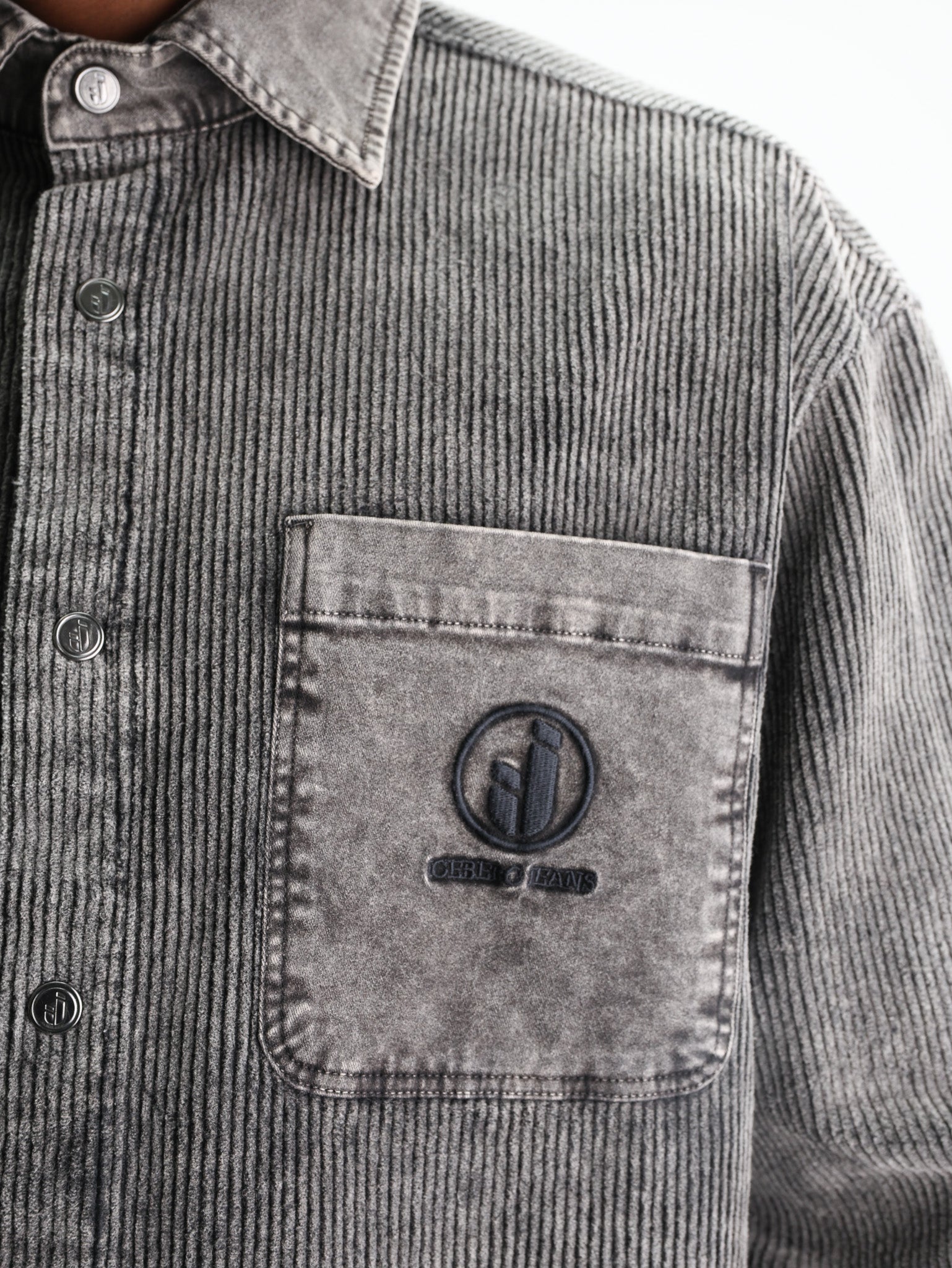 Iceberg Shirt Corduroy Embro Logo Grey