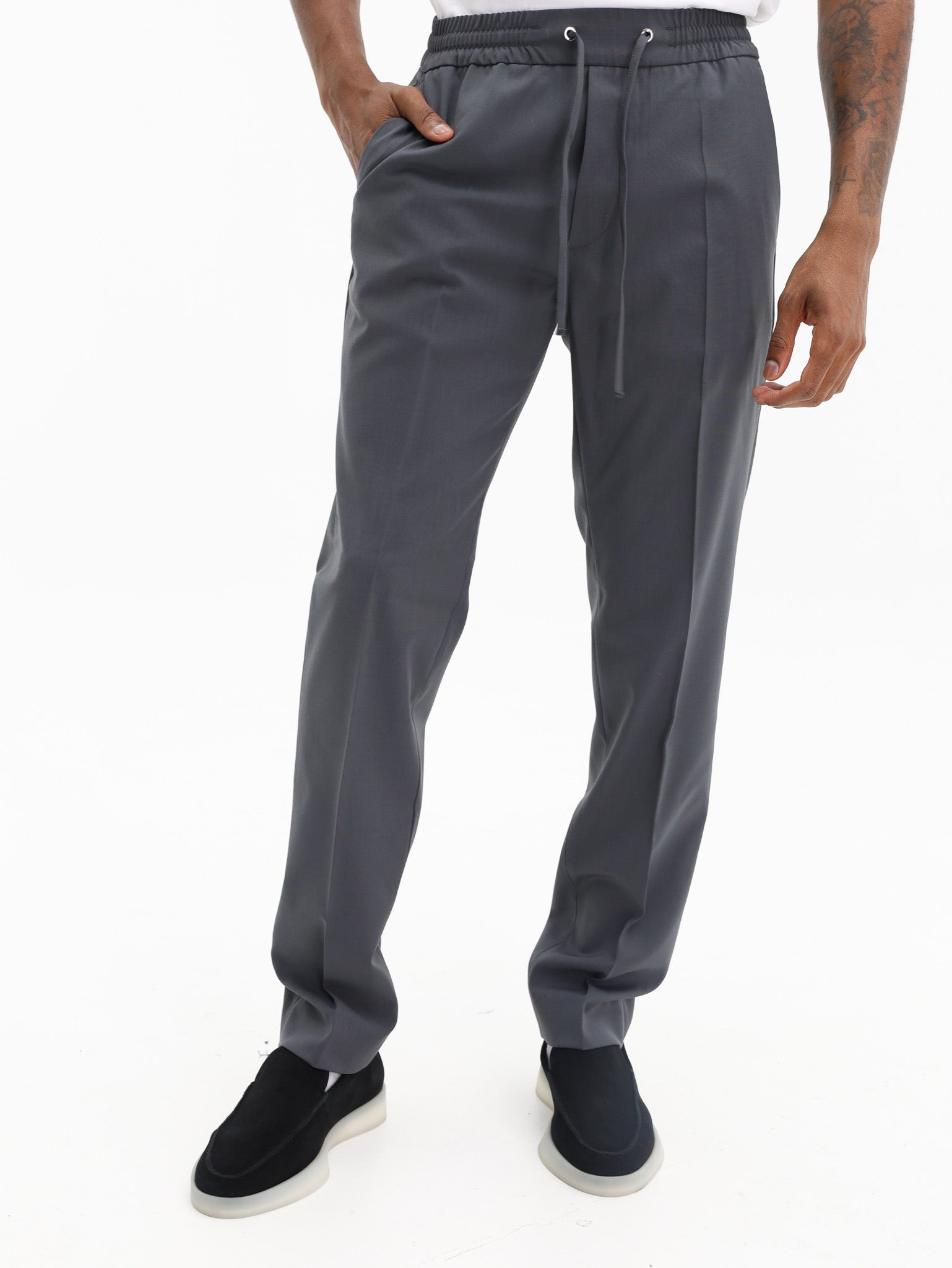 Iceberg Wool Trousers Elasticated Waist Grey