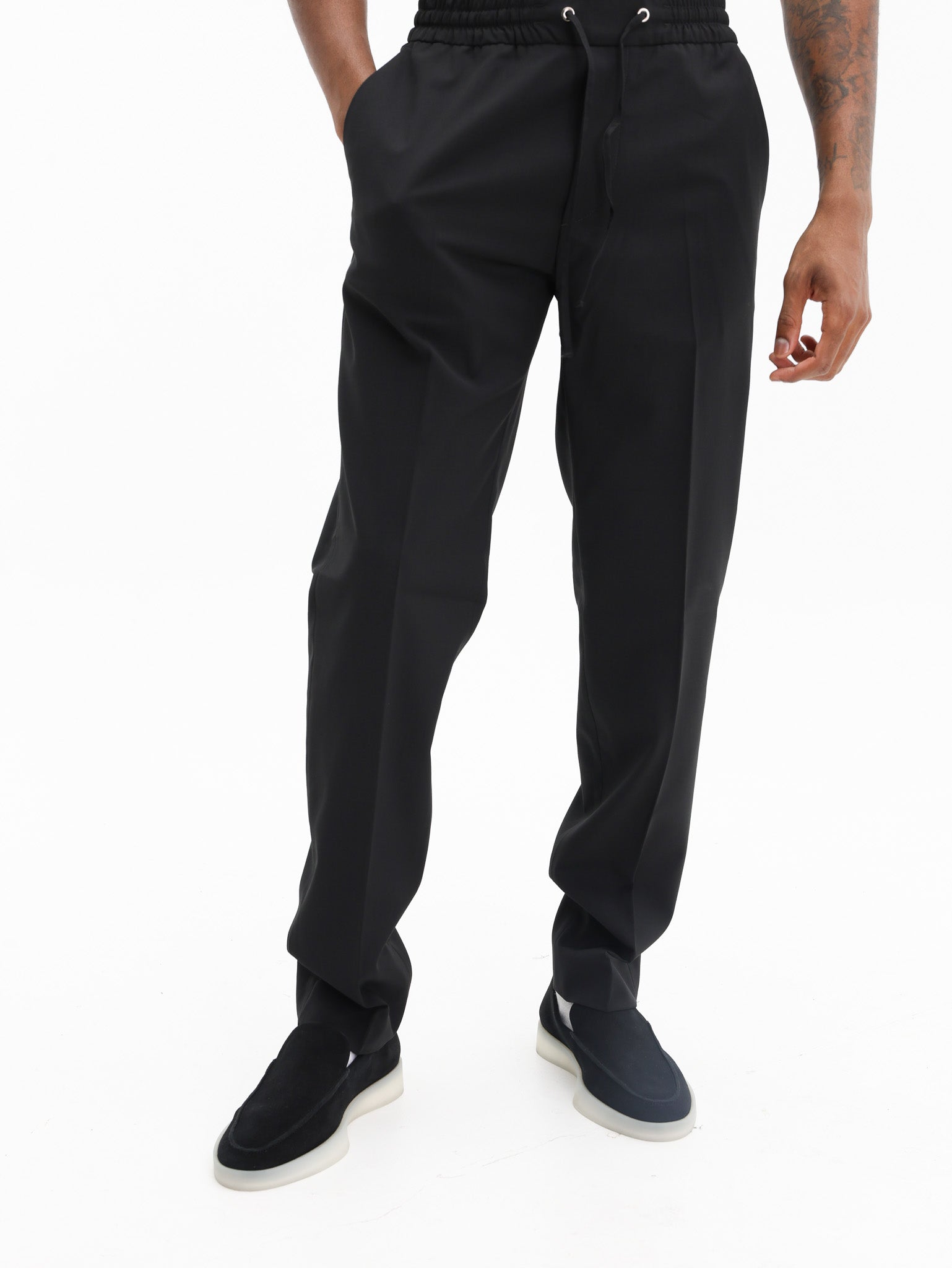 Iceberg Wool Trousers Elasticated Waist Black
