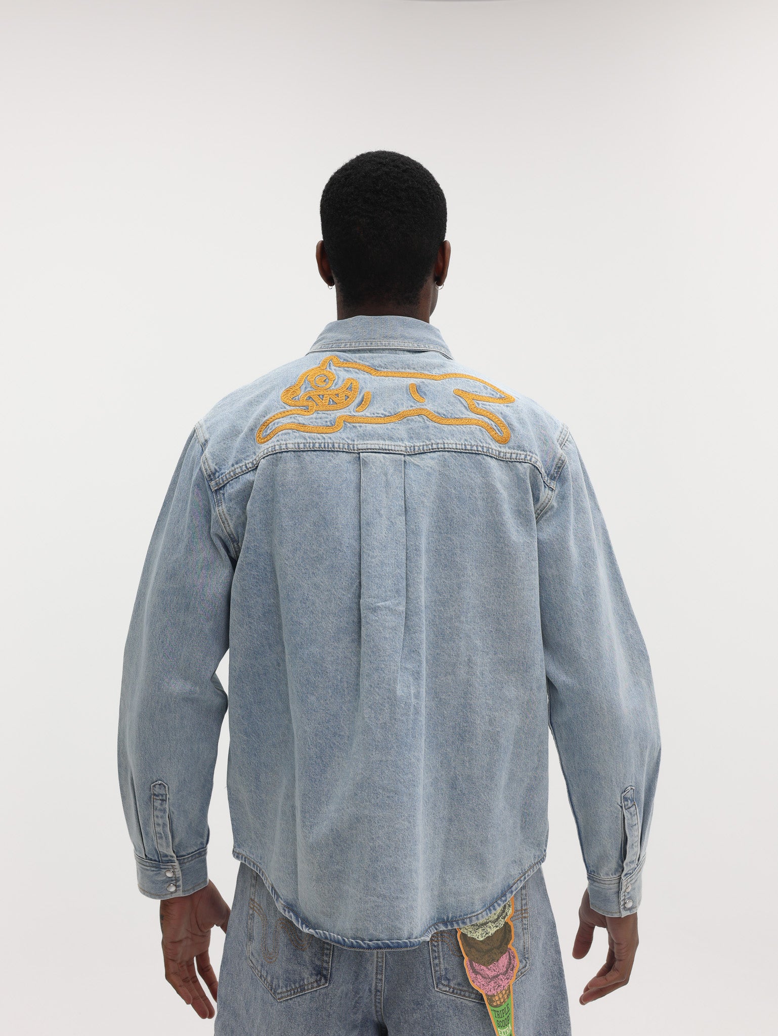 Ice Cream Denim Jacket Chain Stitch Blue