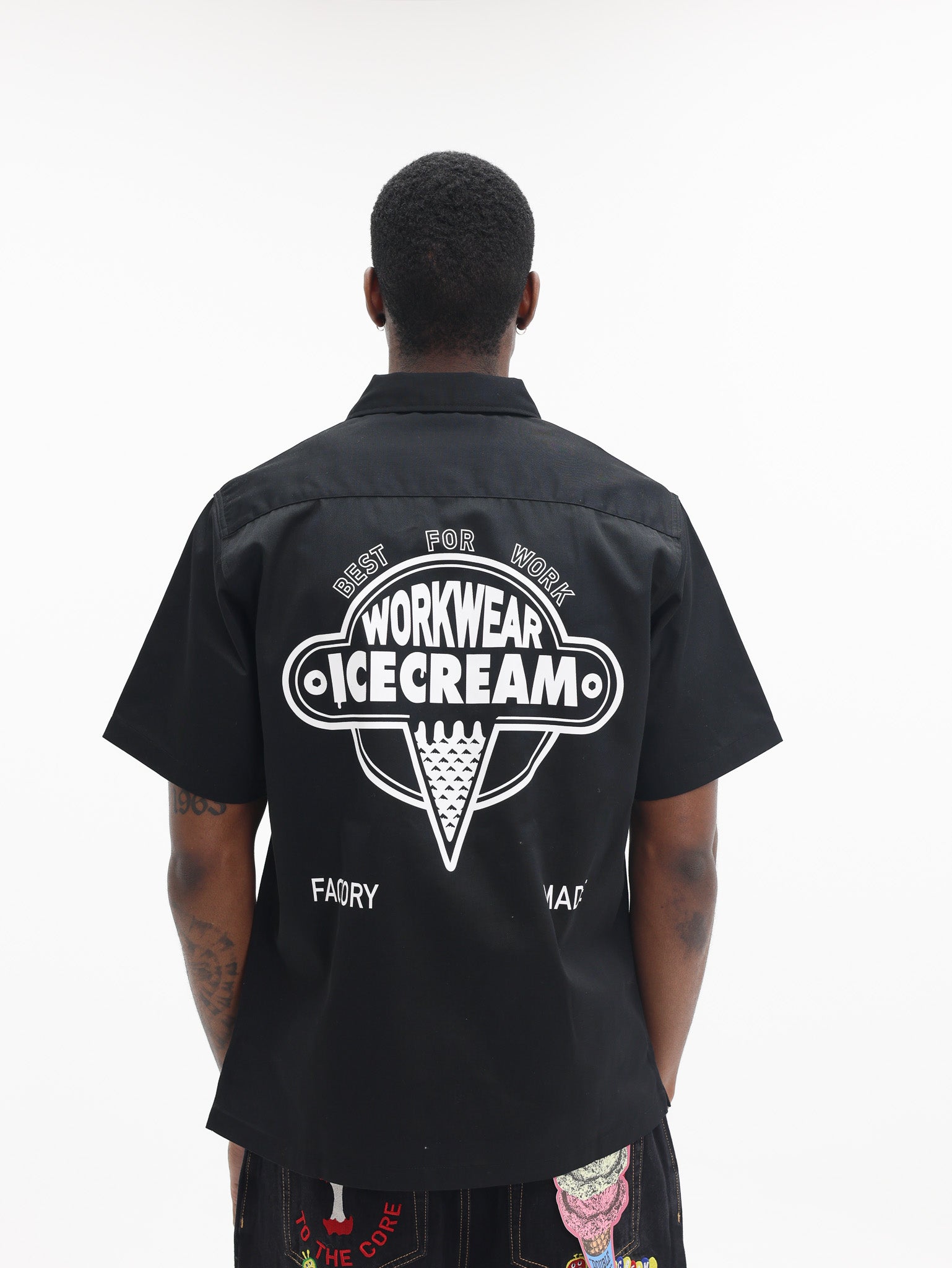 Ice Cream Shirt Quarter Zip Work Black
