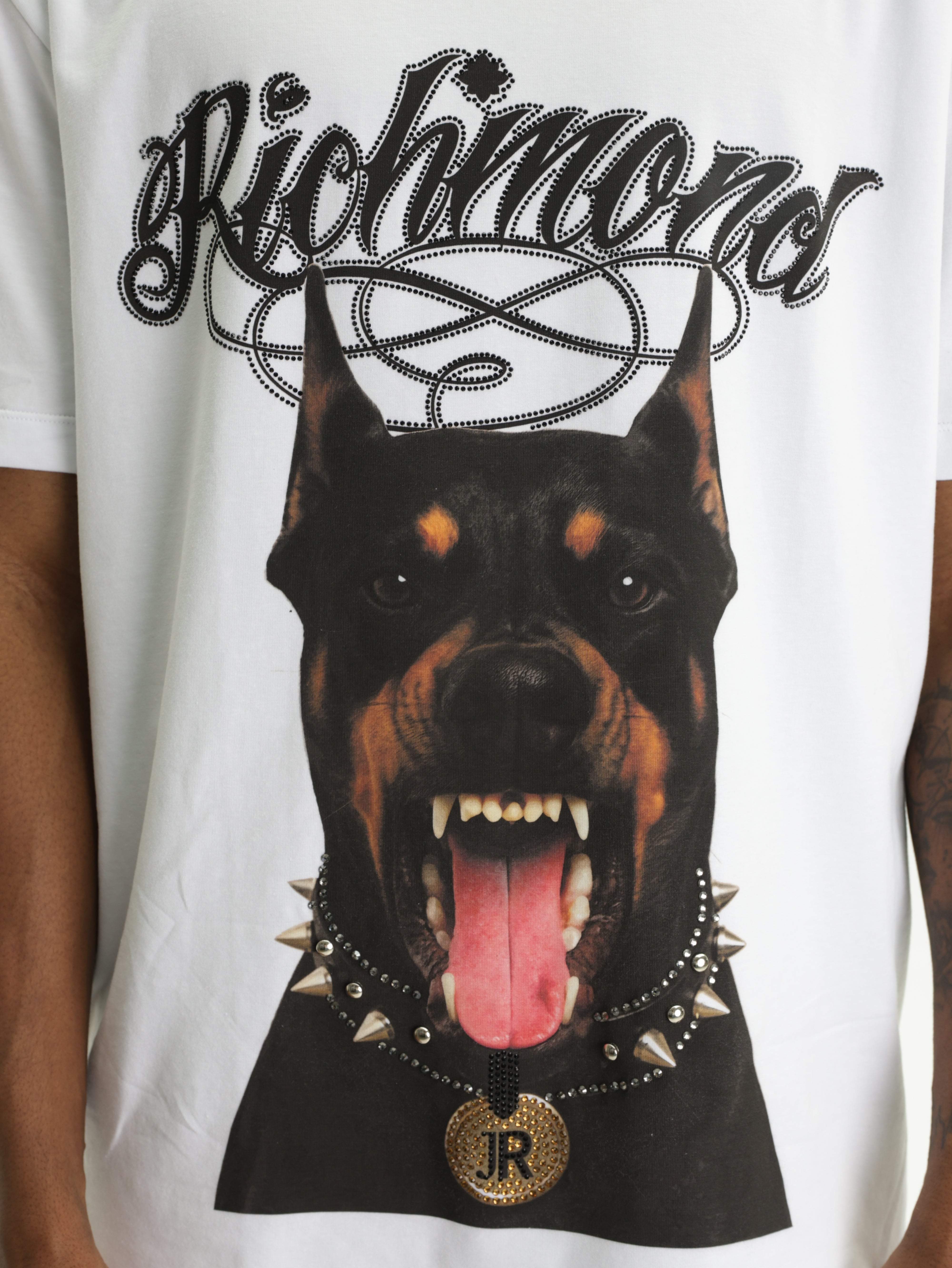John Richmond T-Shirt Doberman Print Logo White