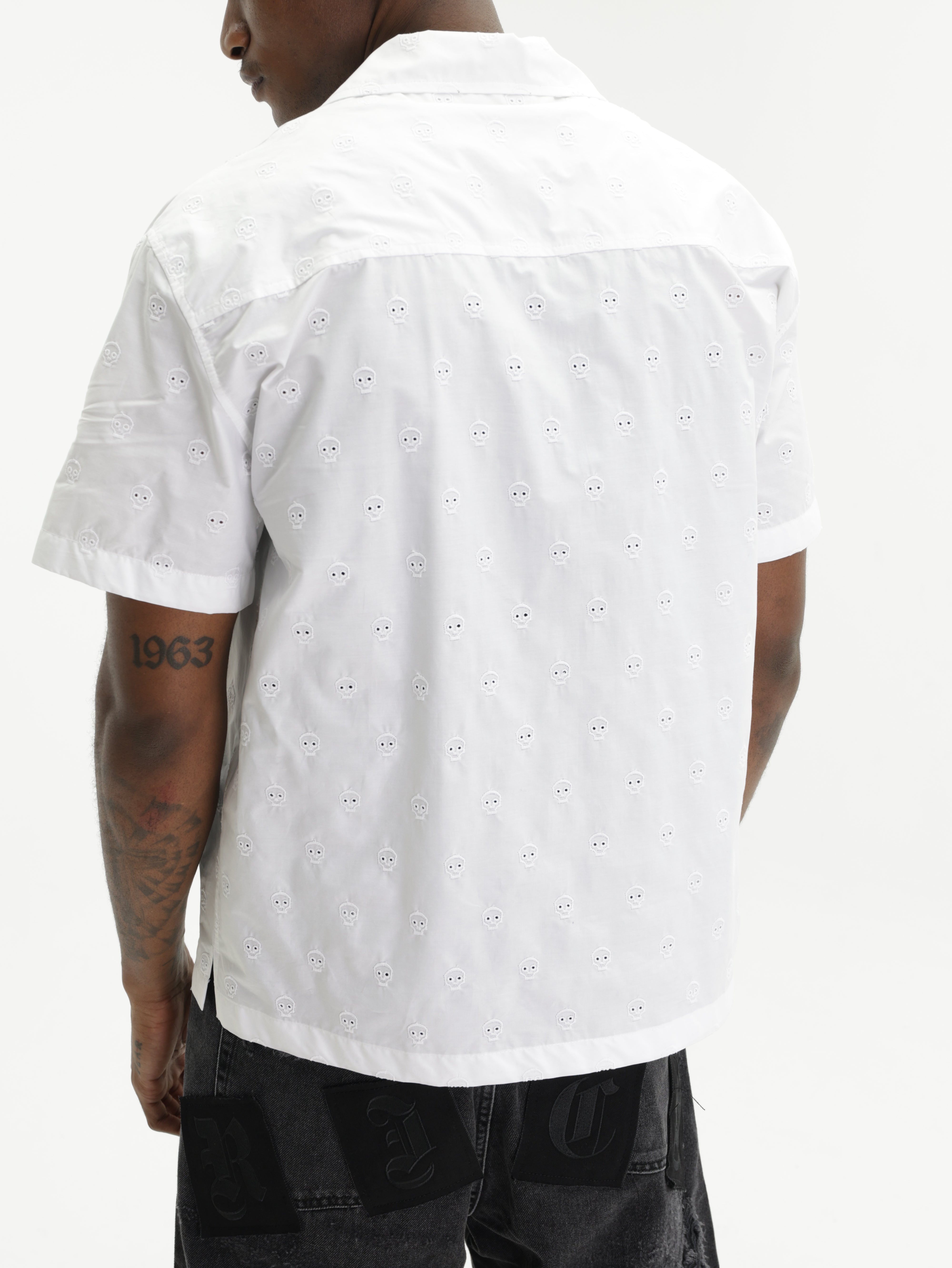 John Richmond Shirt Skull Embossed White