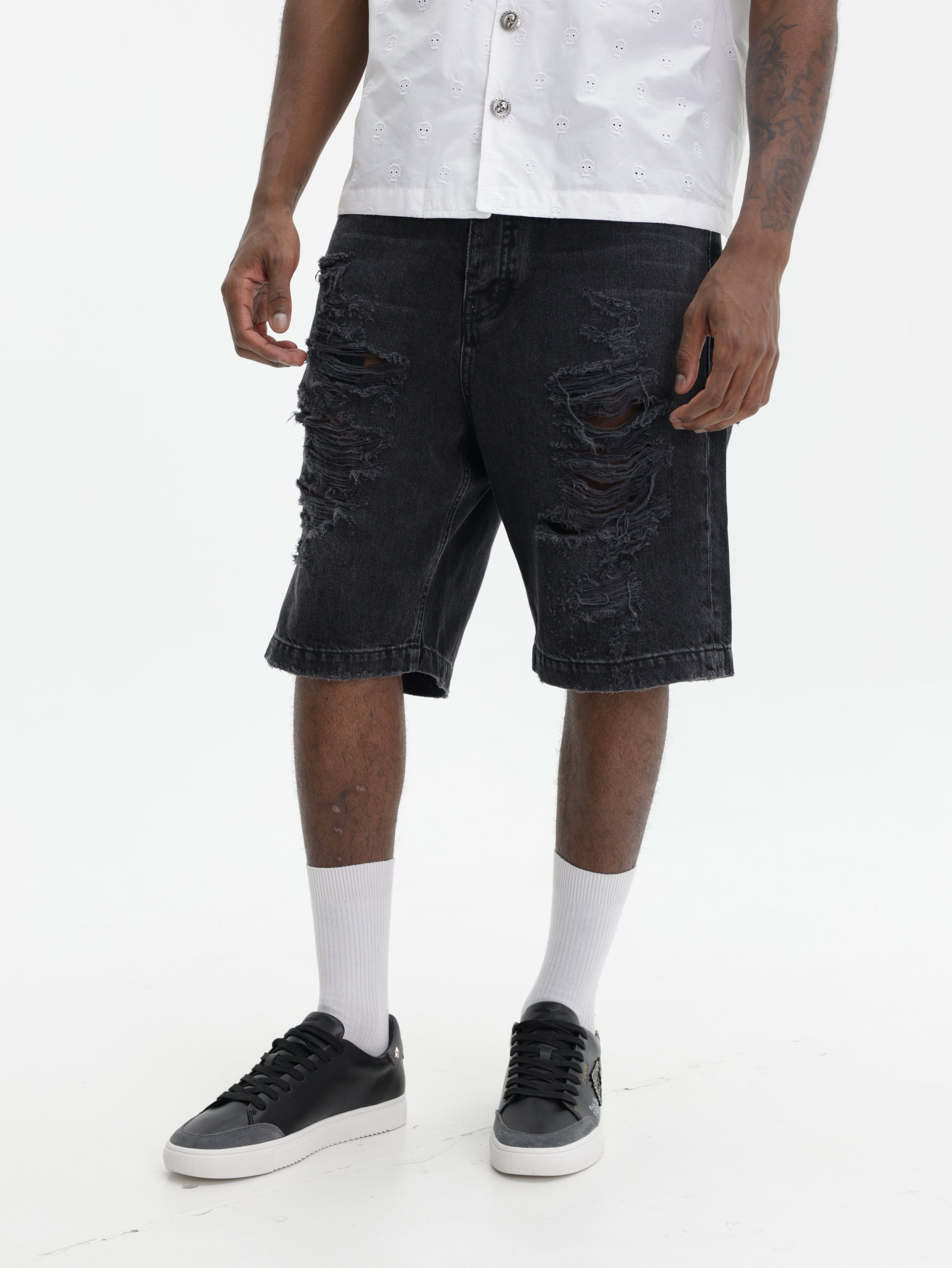 John Richmond Shorts Ripped Thigh Black