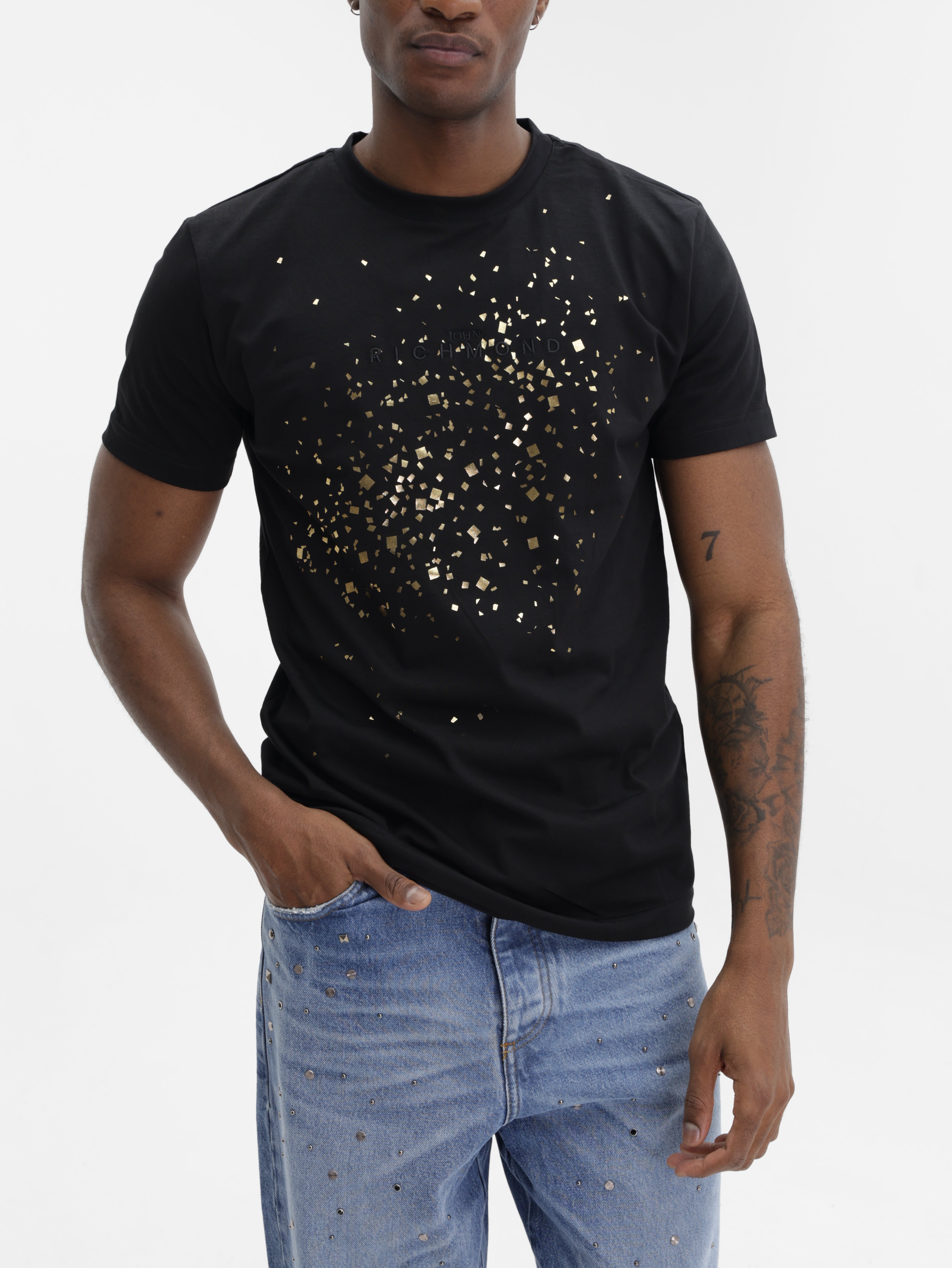 John Richmond T-Shirt Gold Burst Dust Black