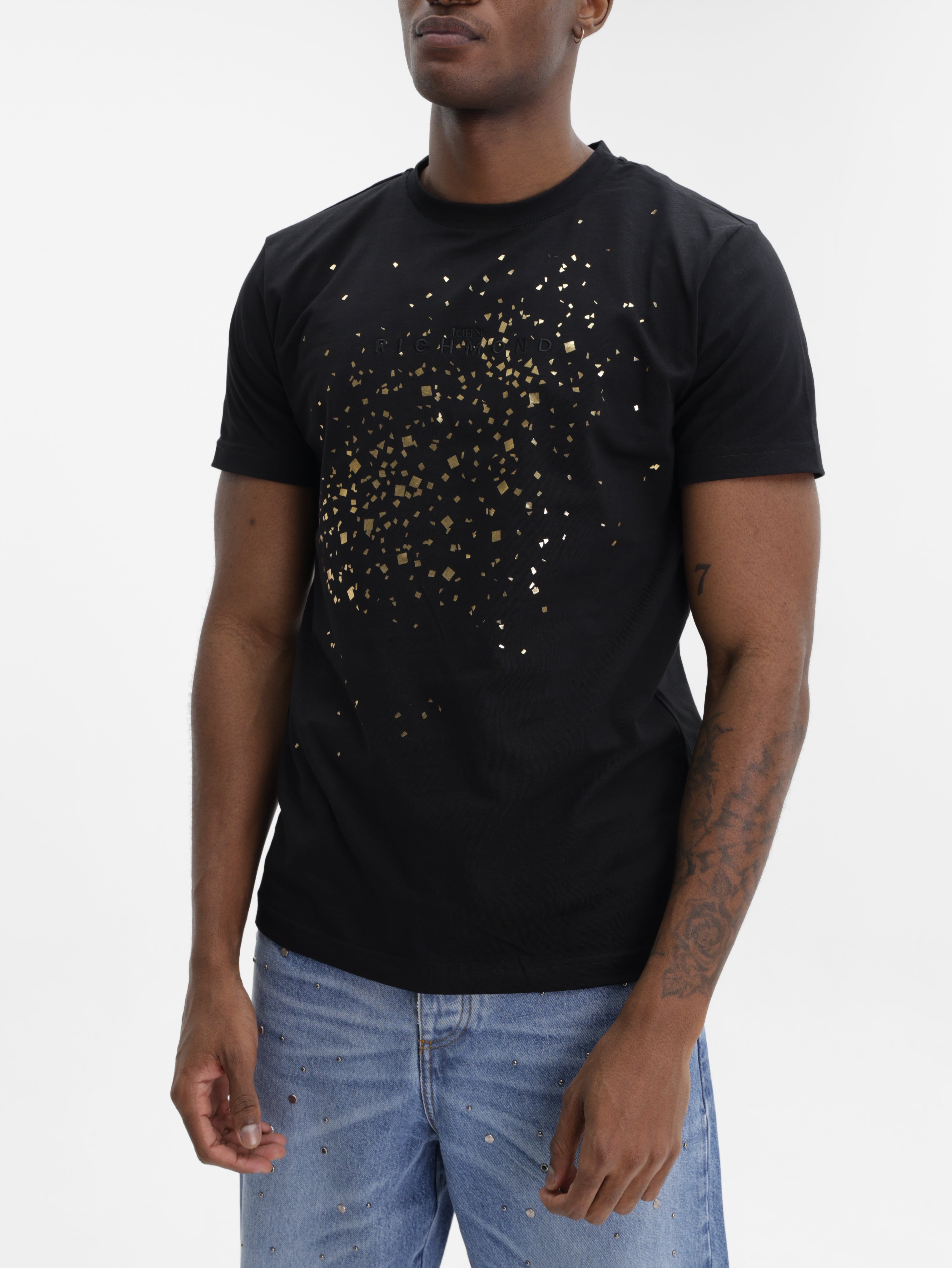 John Richmond T-Shirt Gold Burst Dust Black