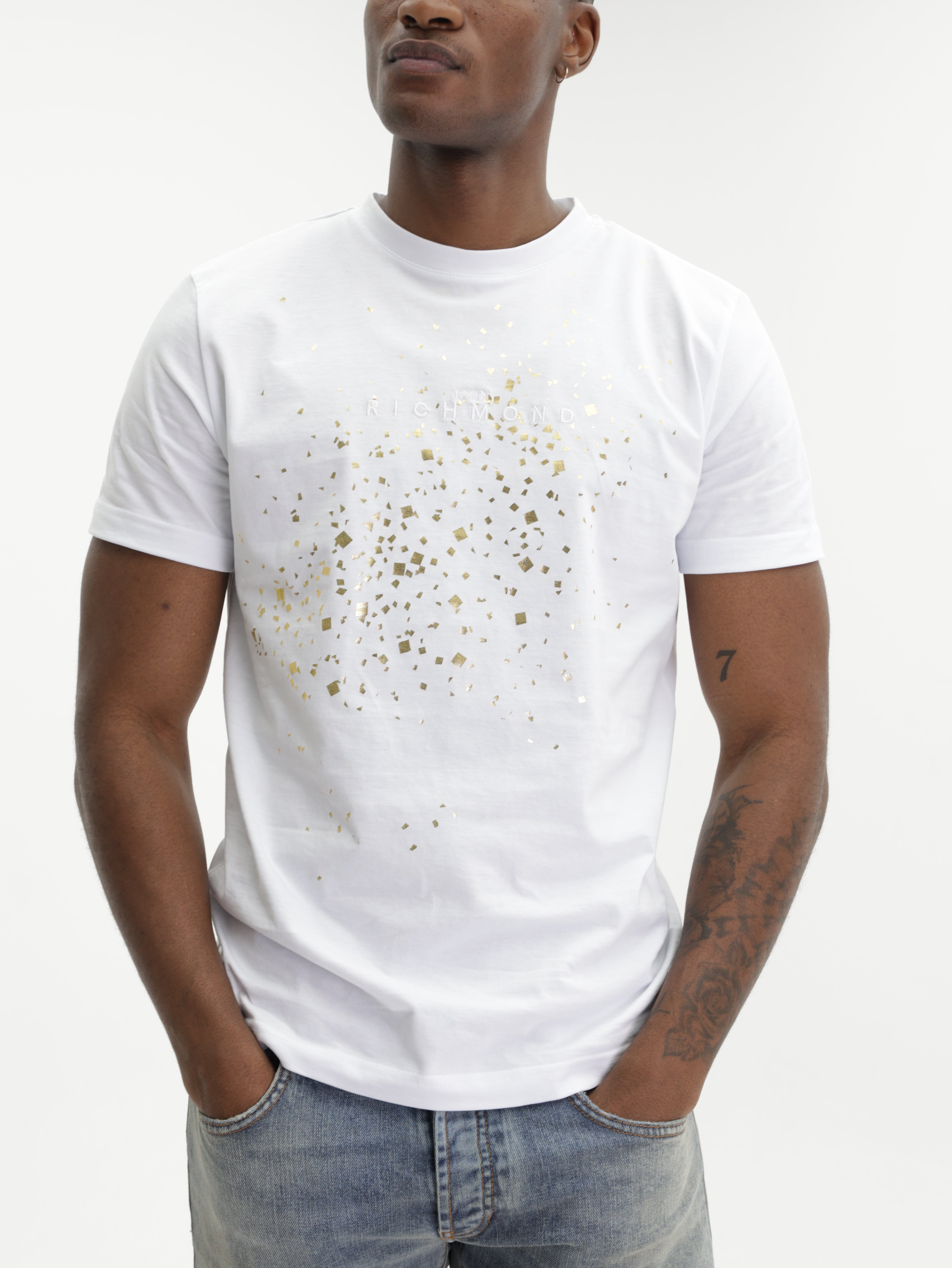 John Richmond T-Shirt Gold Burst Dust White