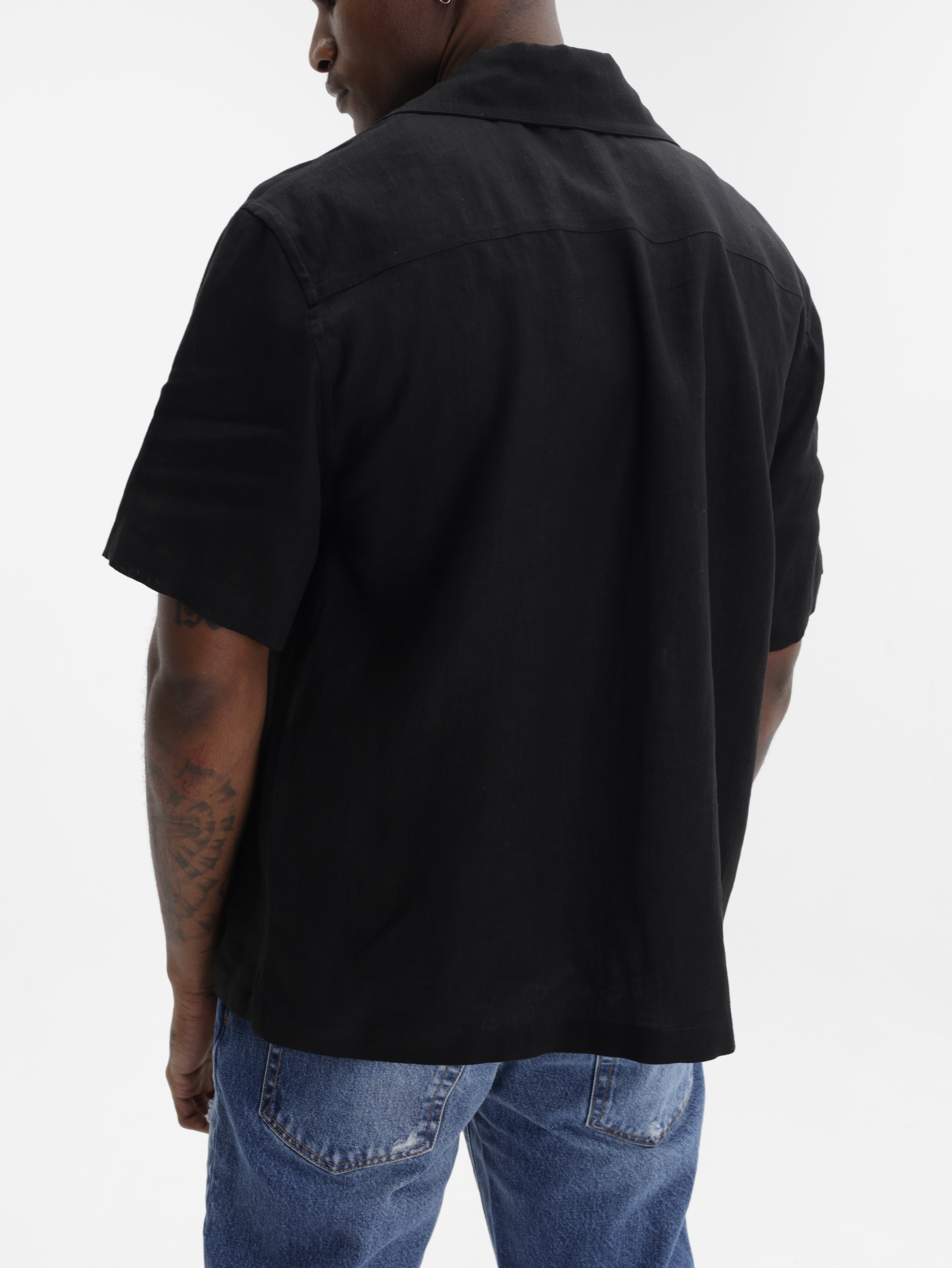 John Richmond Shirt Silver Holed Collar Black