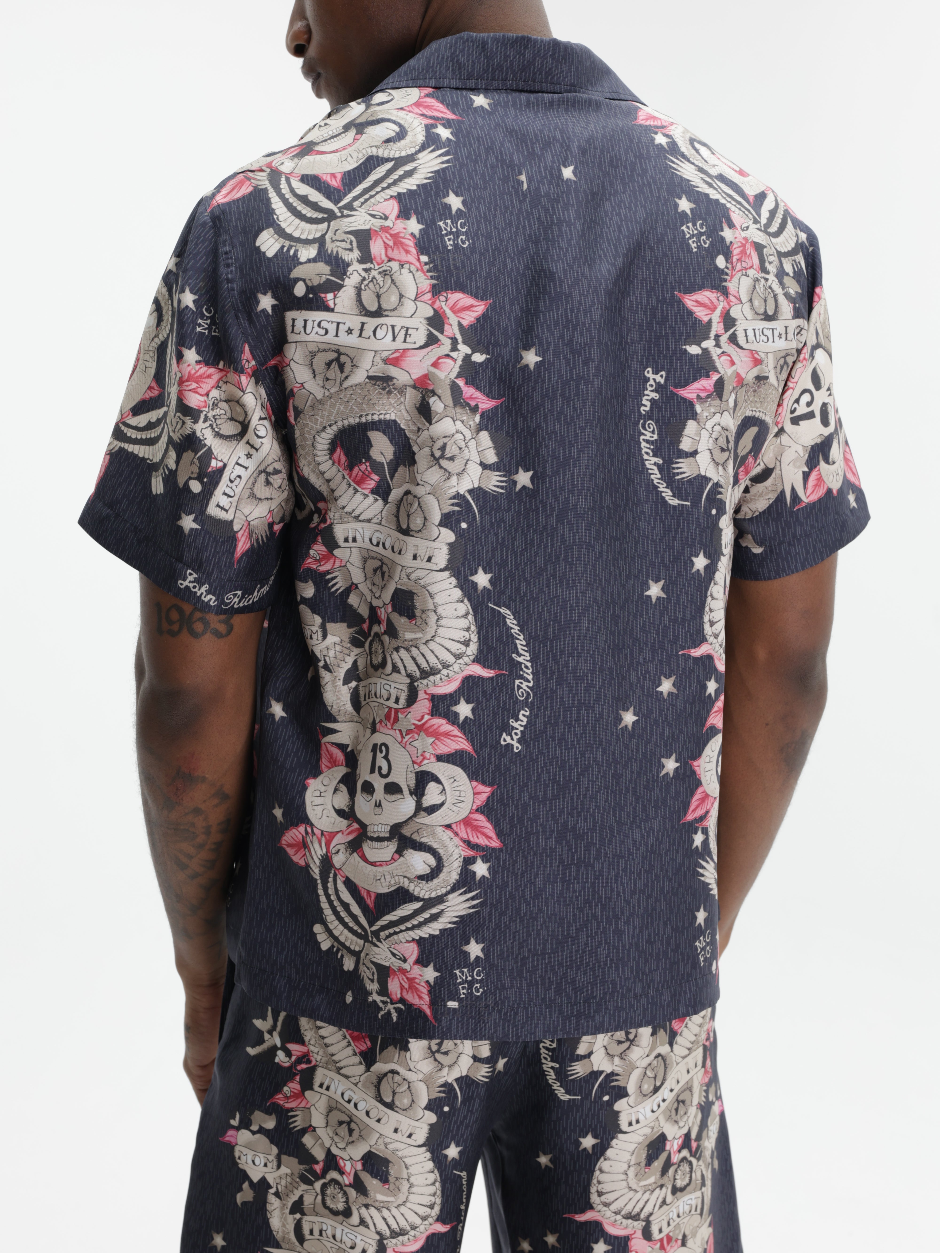 John Richmond Shirt Pink Graphics Navy Multi