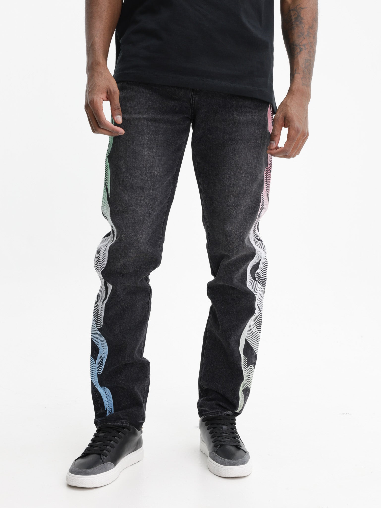 Purple Jeans Multi Colour Ribbon Black