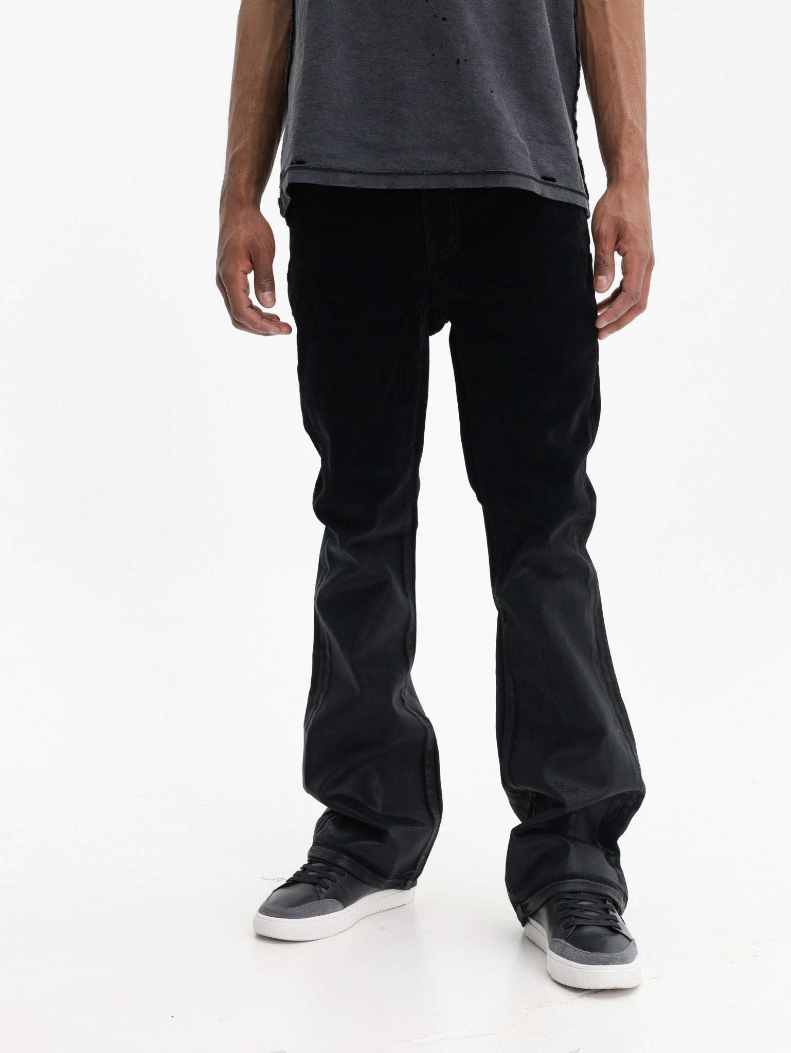 Purple Jeans Flare Flock Dipped Black