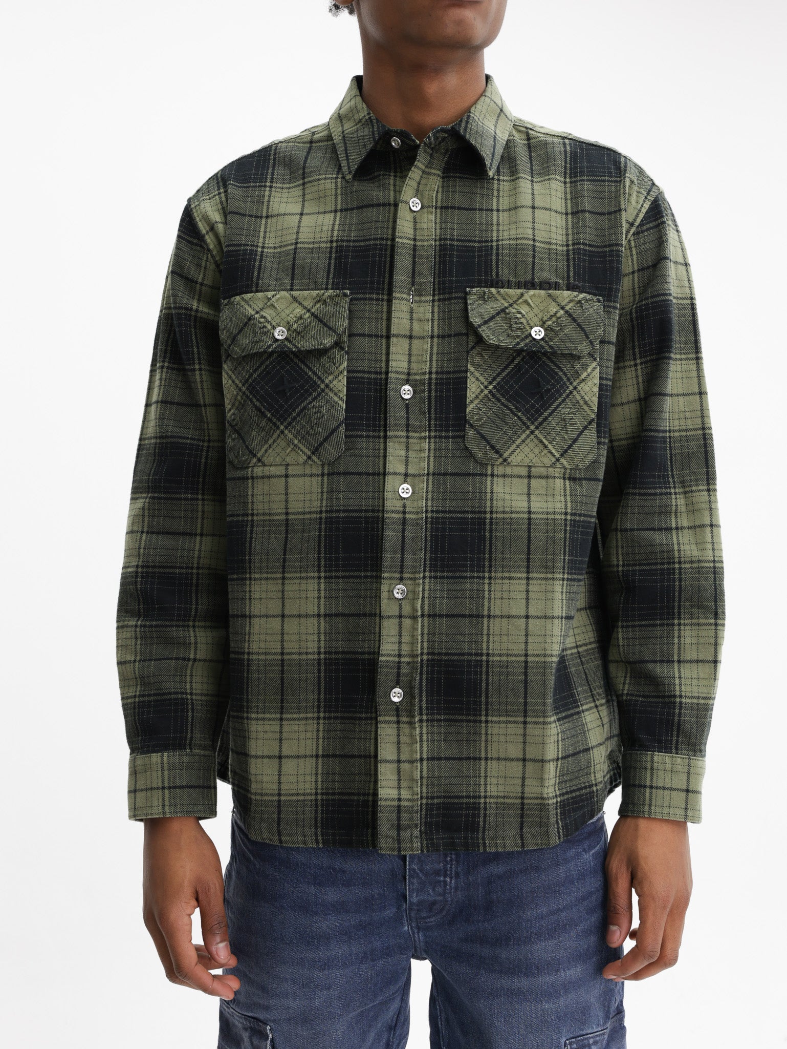 Purple Shirt Plaid Flannel Green