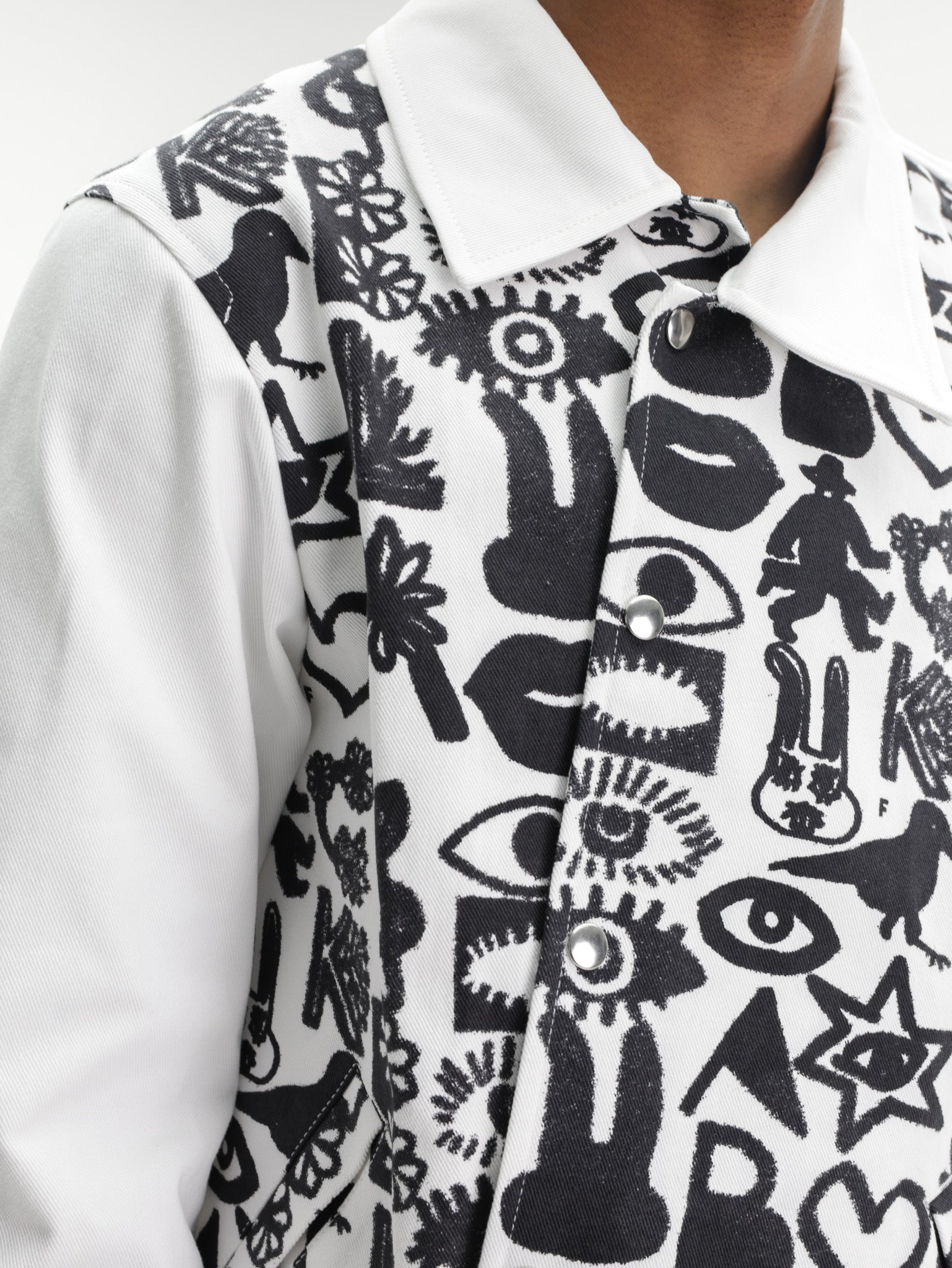 Comme Des Garcons Jacket All Over Print Collar Black/White