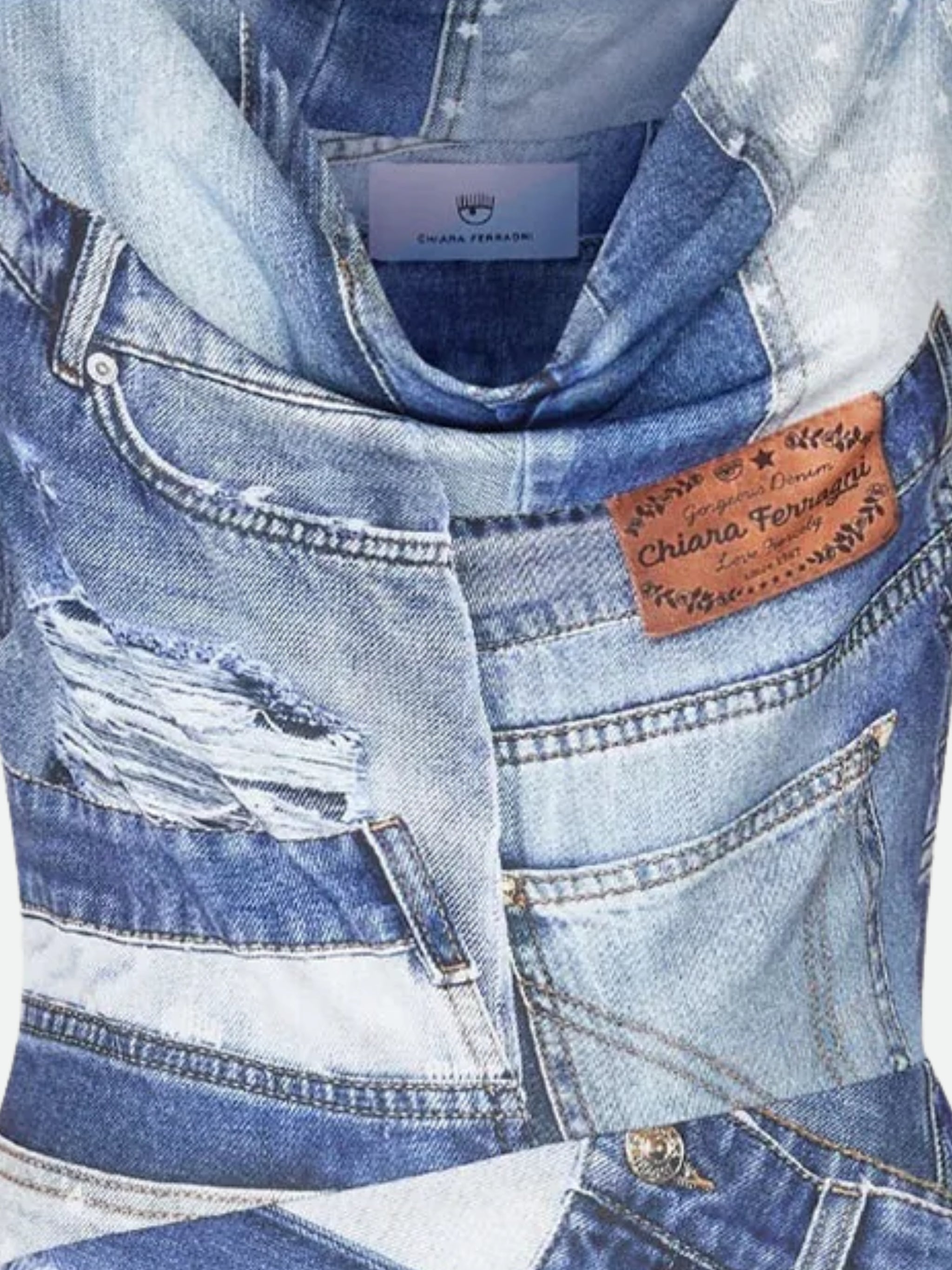 Chiara Ferragni Dress Denim Patchwork Blue