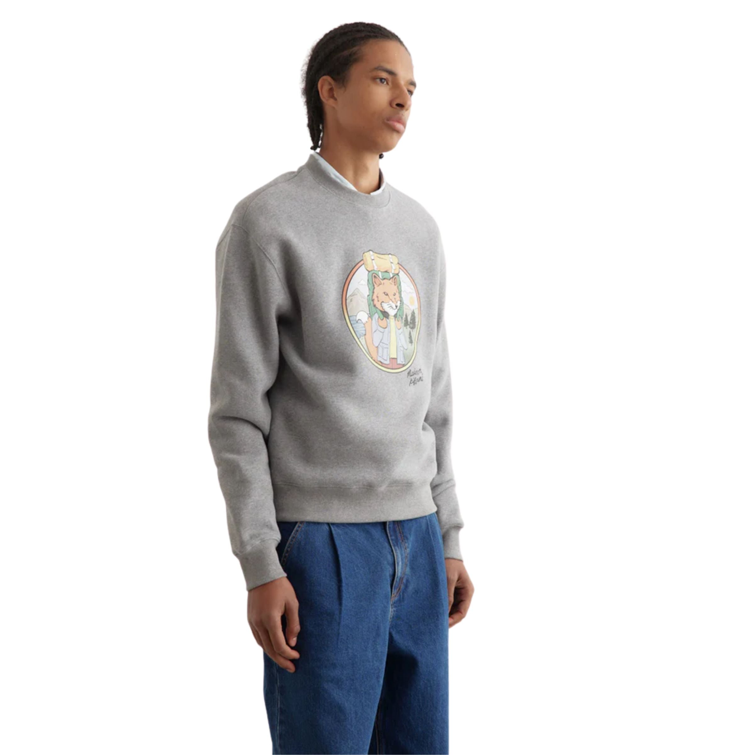 Maison Kitsune T-Shirt Rambling Fox Medium Grey