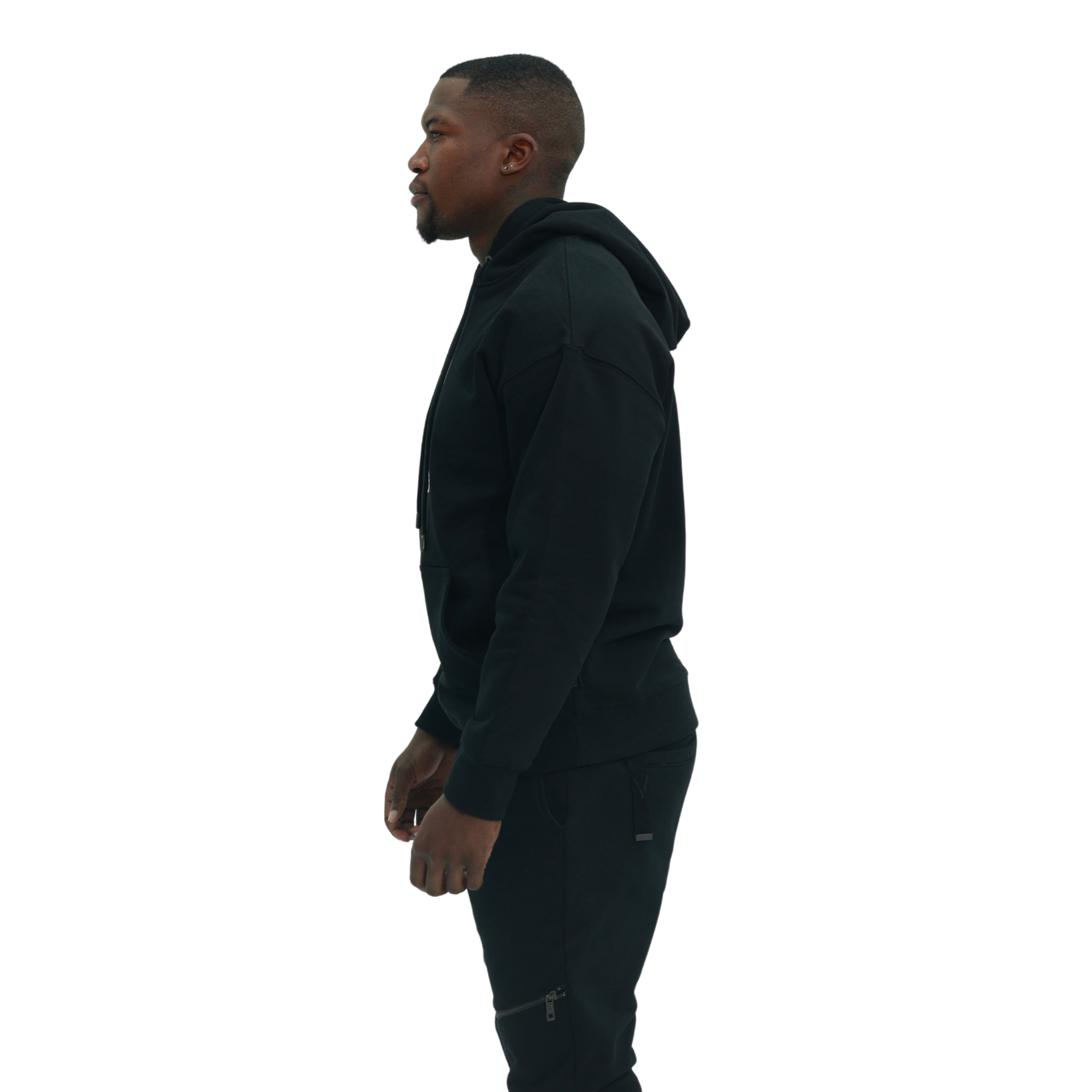 Capone Sweater Hooded Colourful Back Print Black