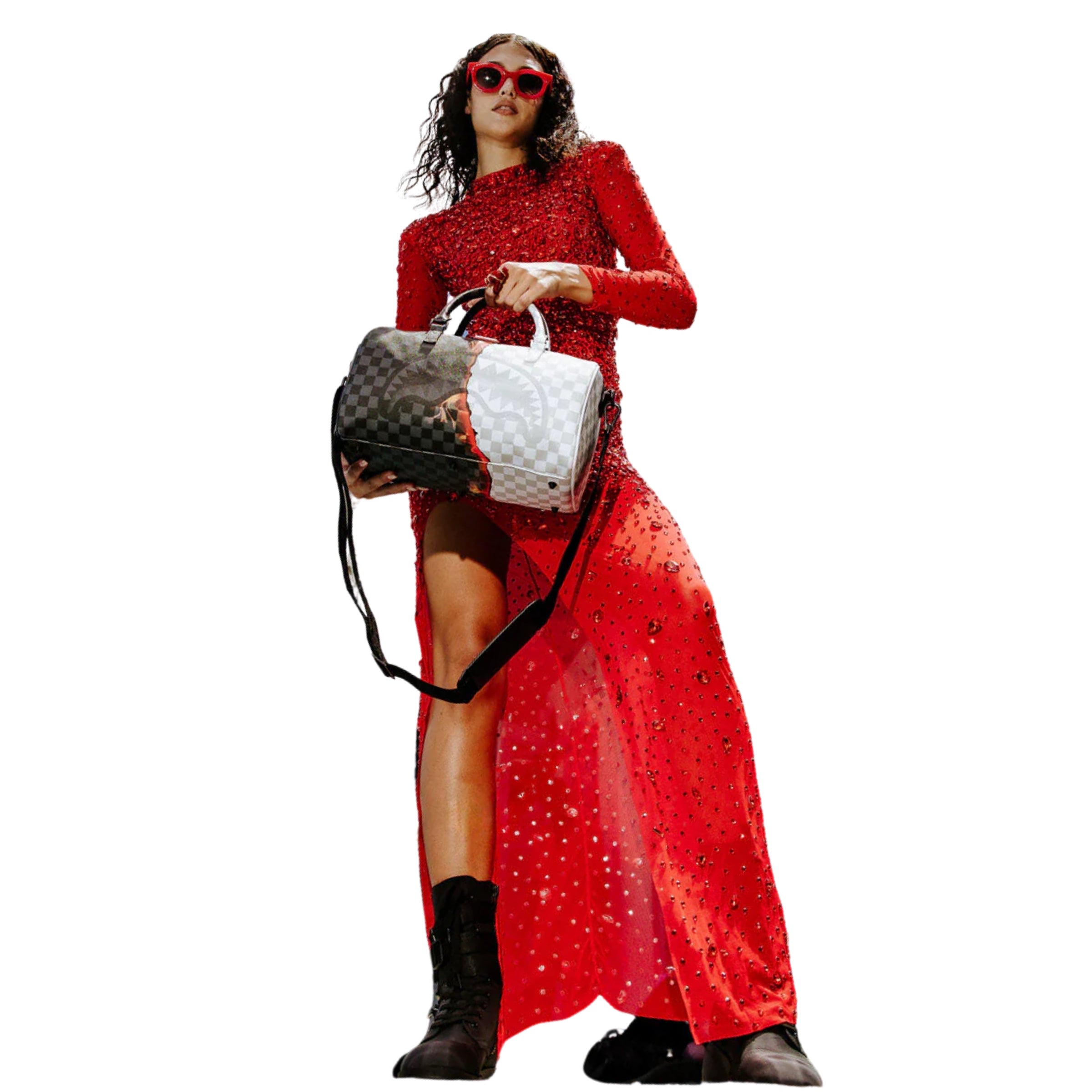 Spray Ground Bag Duffle Ring Of Fire Black-White