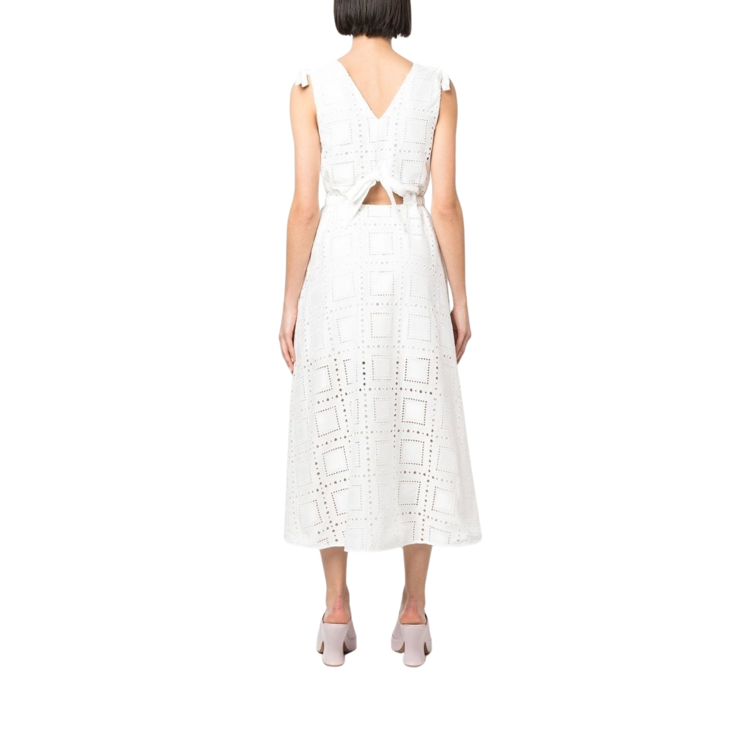 Msgm Dress Sleeveless Cut Out Pattern White