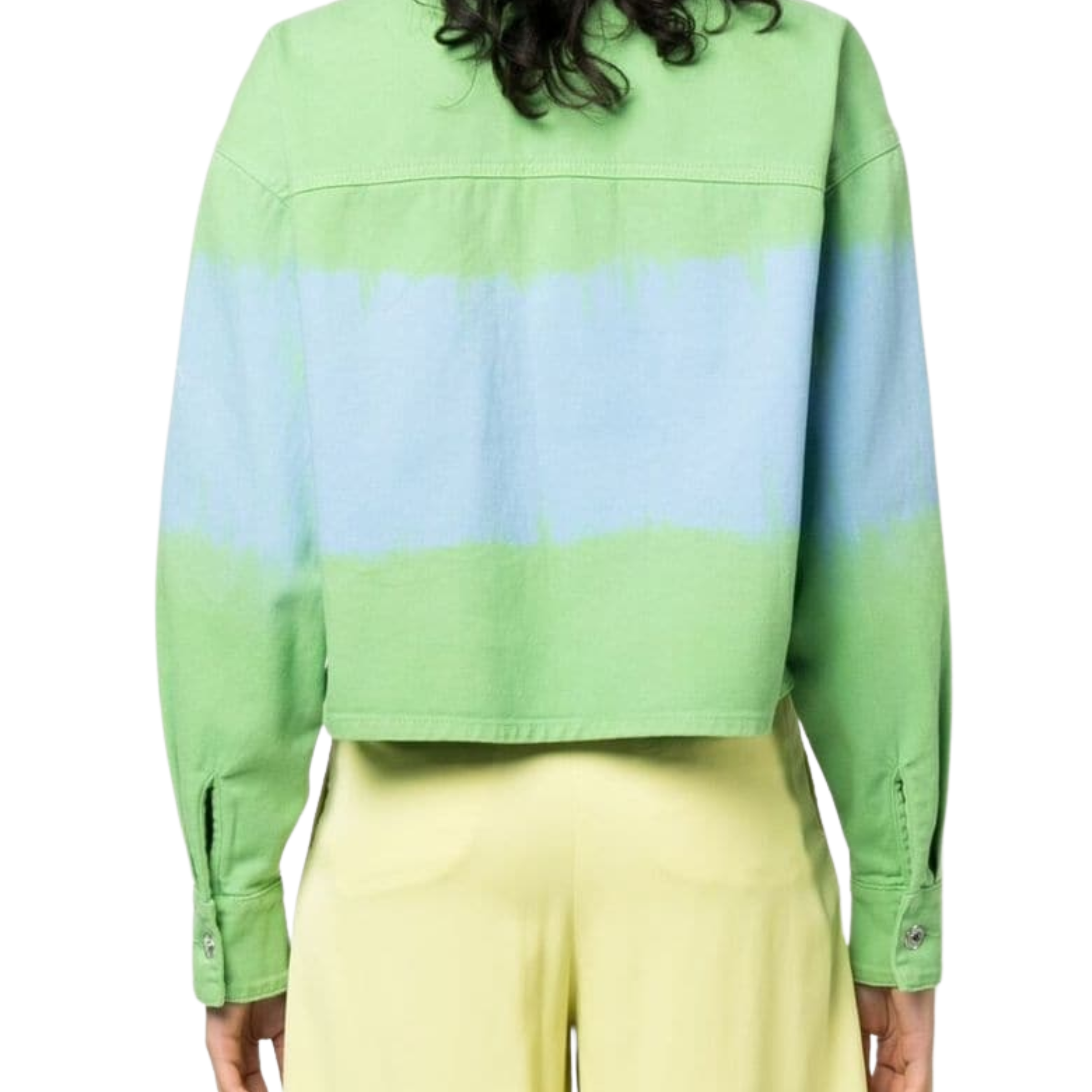 Msgm Shirt Ladies Camicia Short Two Tone Green-Blue