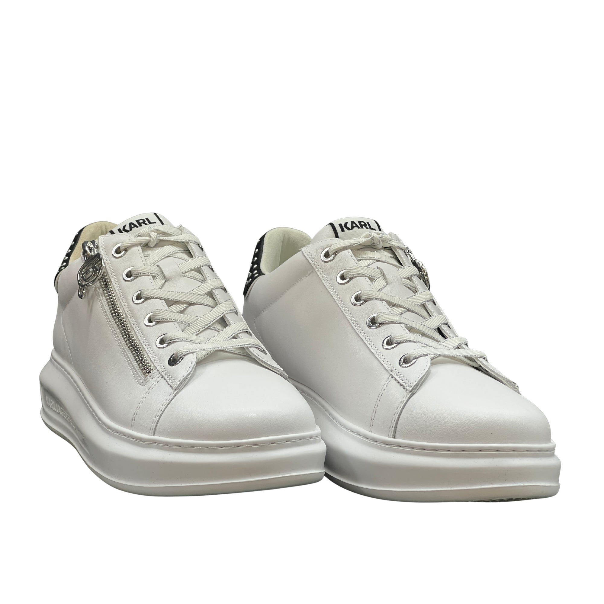 Karl Lagerfeld Ladies Sneaker Kapri Stud Zip White