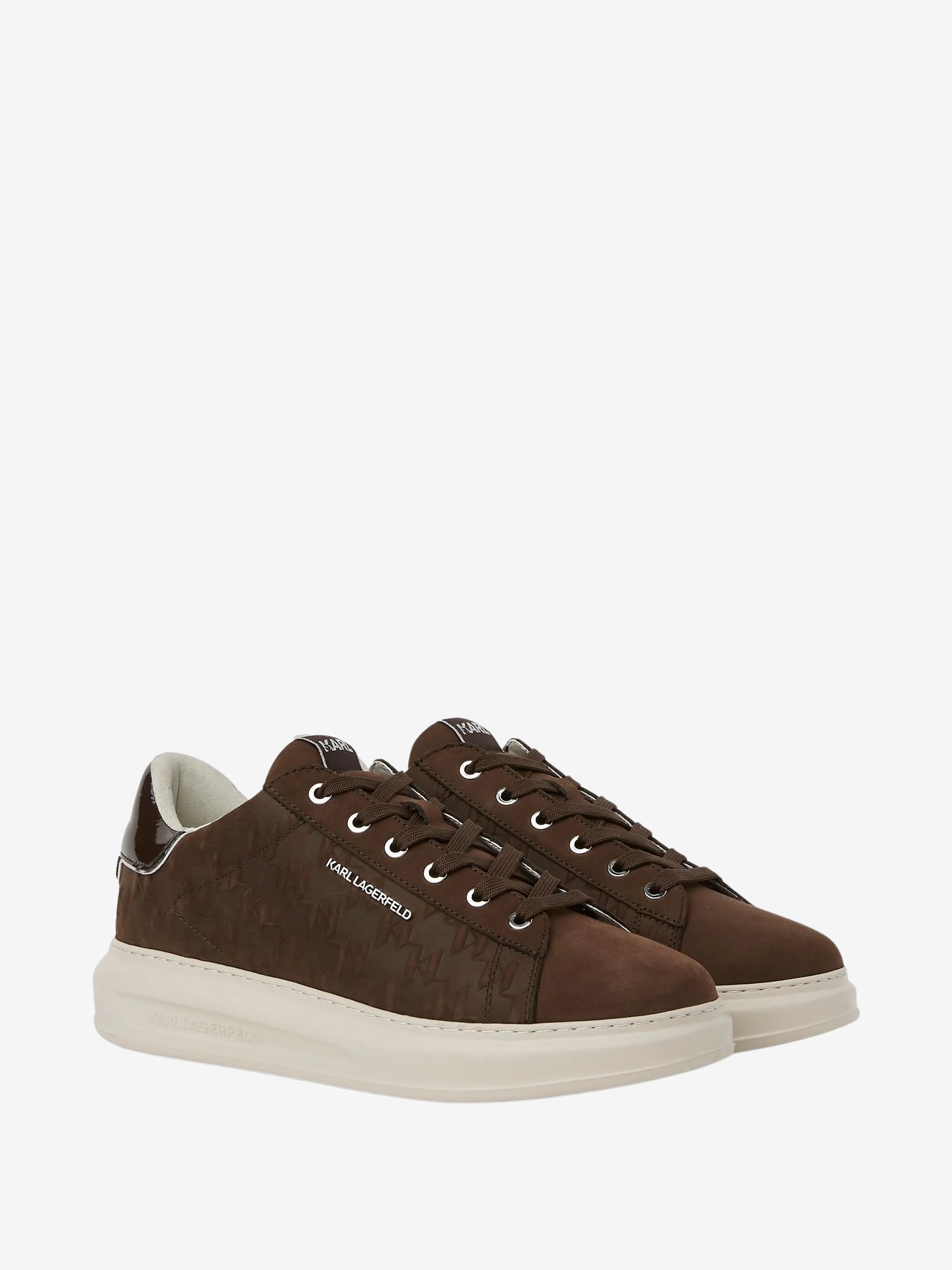 Karl Lagerfeld Sneaker Kl580 Kapri Monogram Emboss Lo Dark Brown Nubuck
