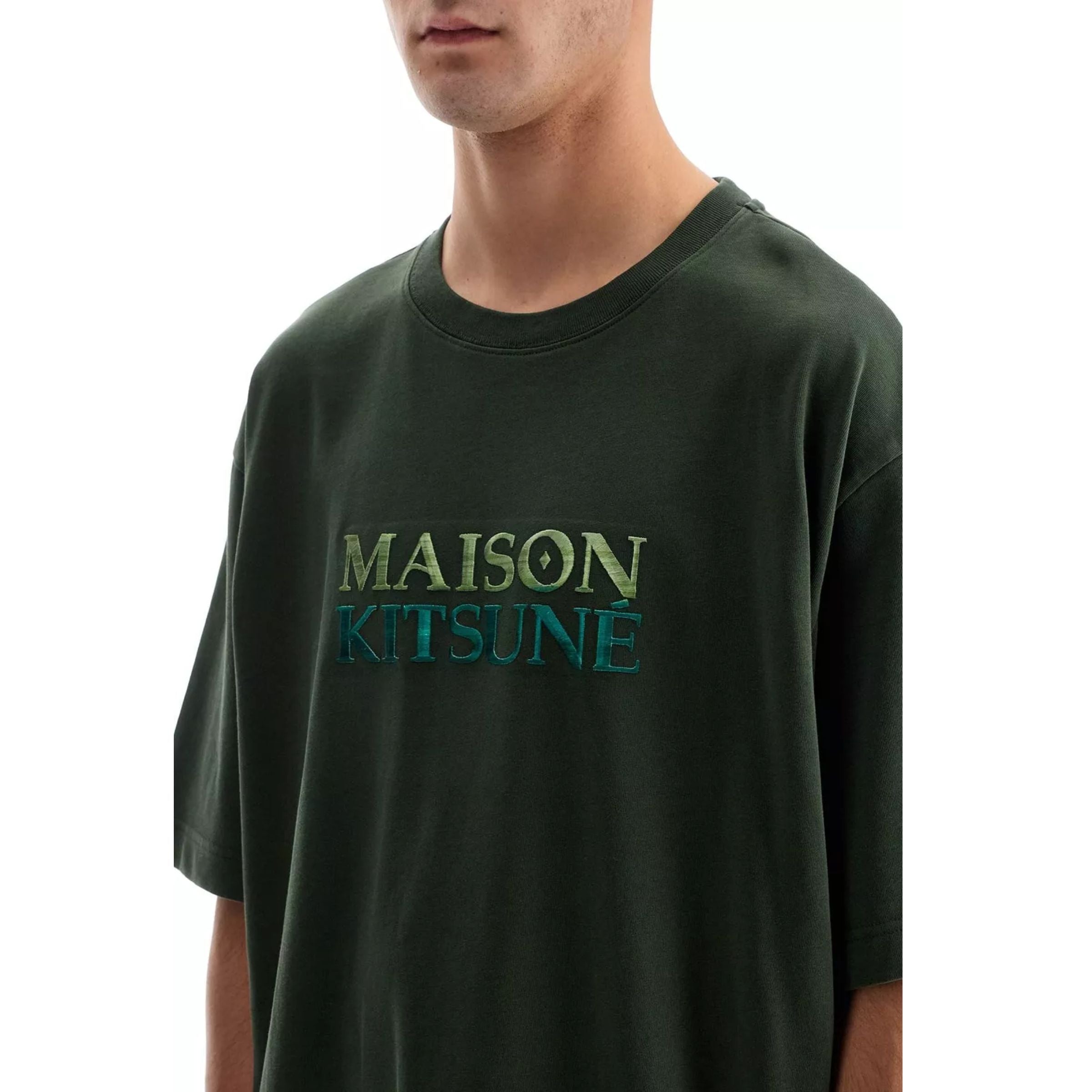 Maison Kitsune T-Shirt Gradient Logo Ranger Green
