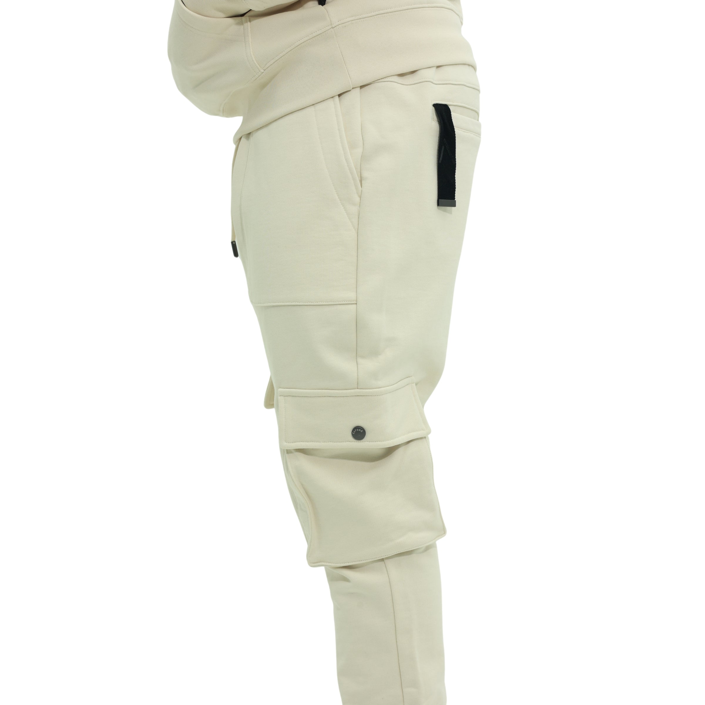 Capone Cargo Sweatpants Double Sided Pockets Beige