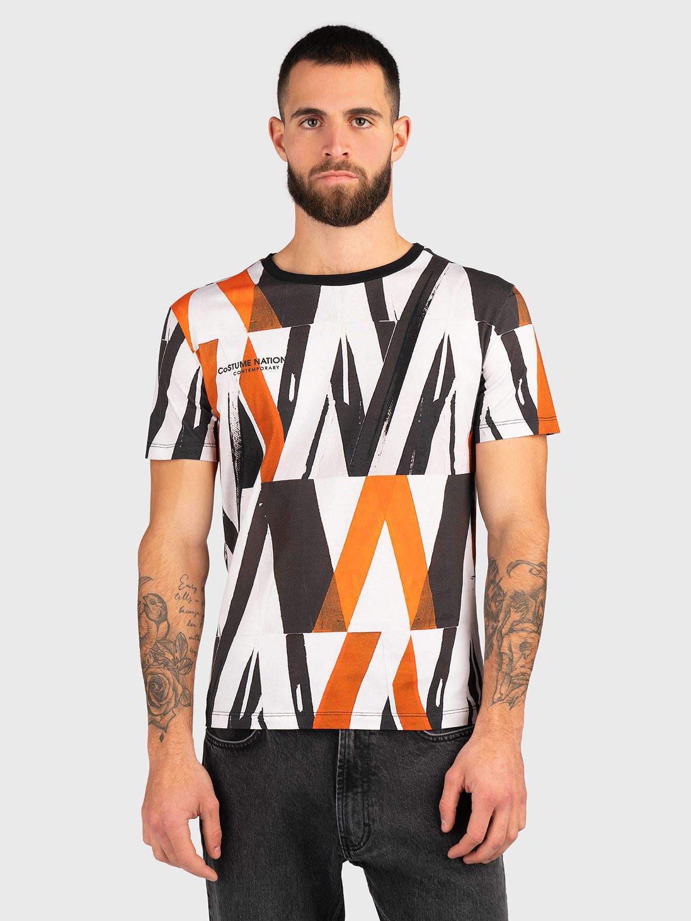 Costume National Crew Abstract Design Multi Colour