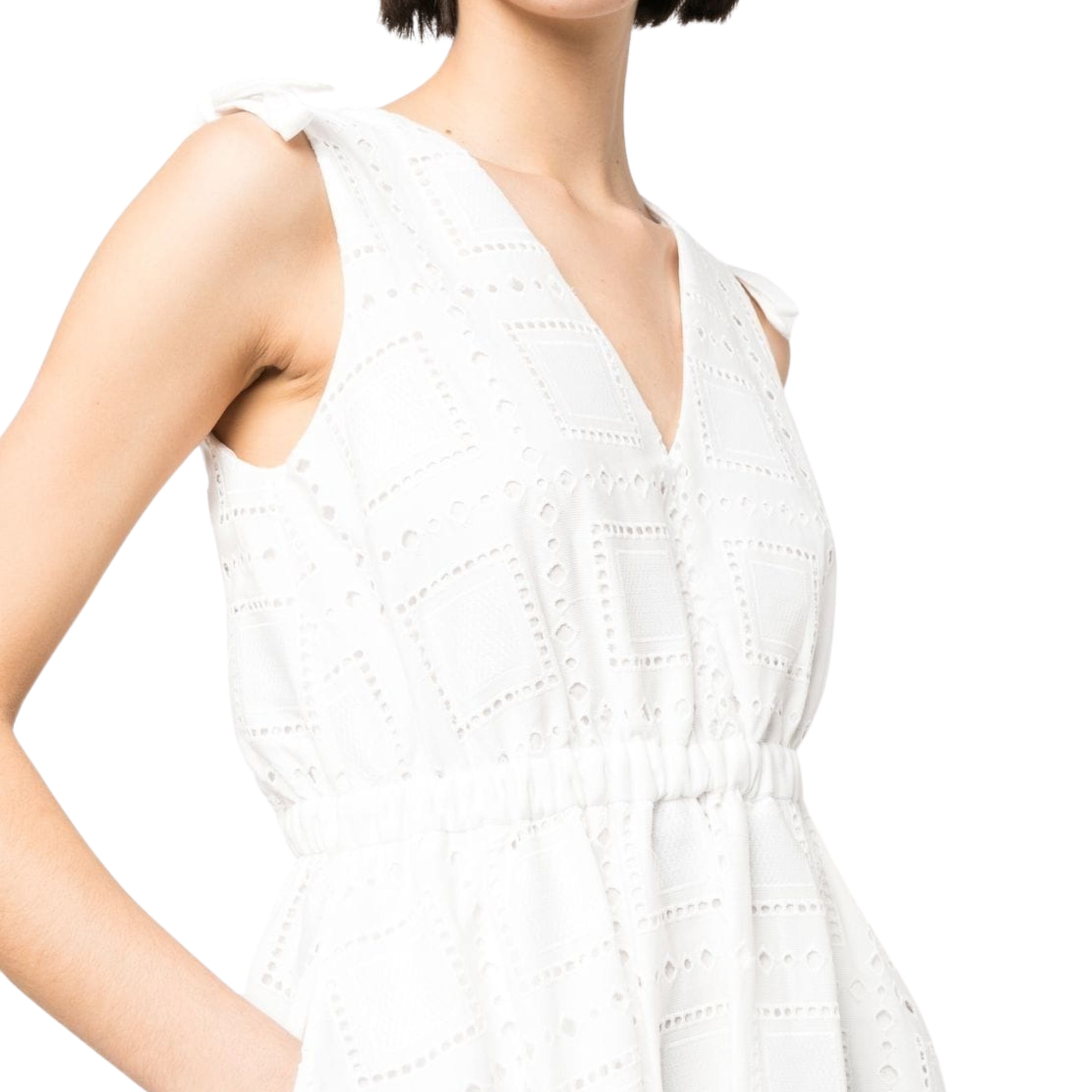 Msgm Dress Sleeveless Cut Out Pattern White