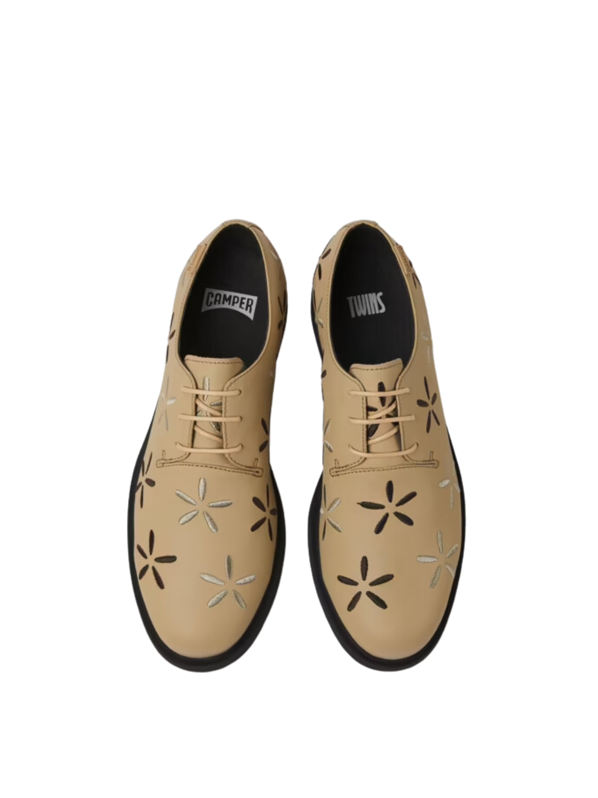 Camper Ladies Shoe Serv.Bojito Cut Out Flowers Tan