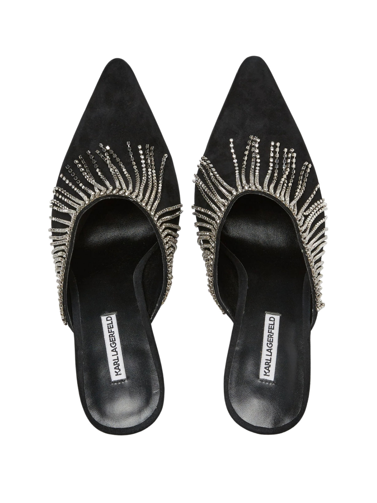 Karl Lagerfeld Heel Fringe Mule Black