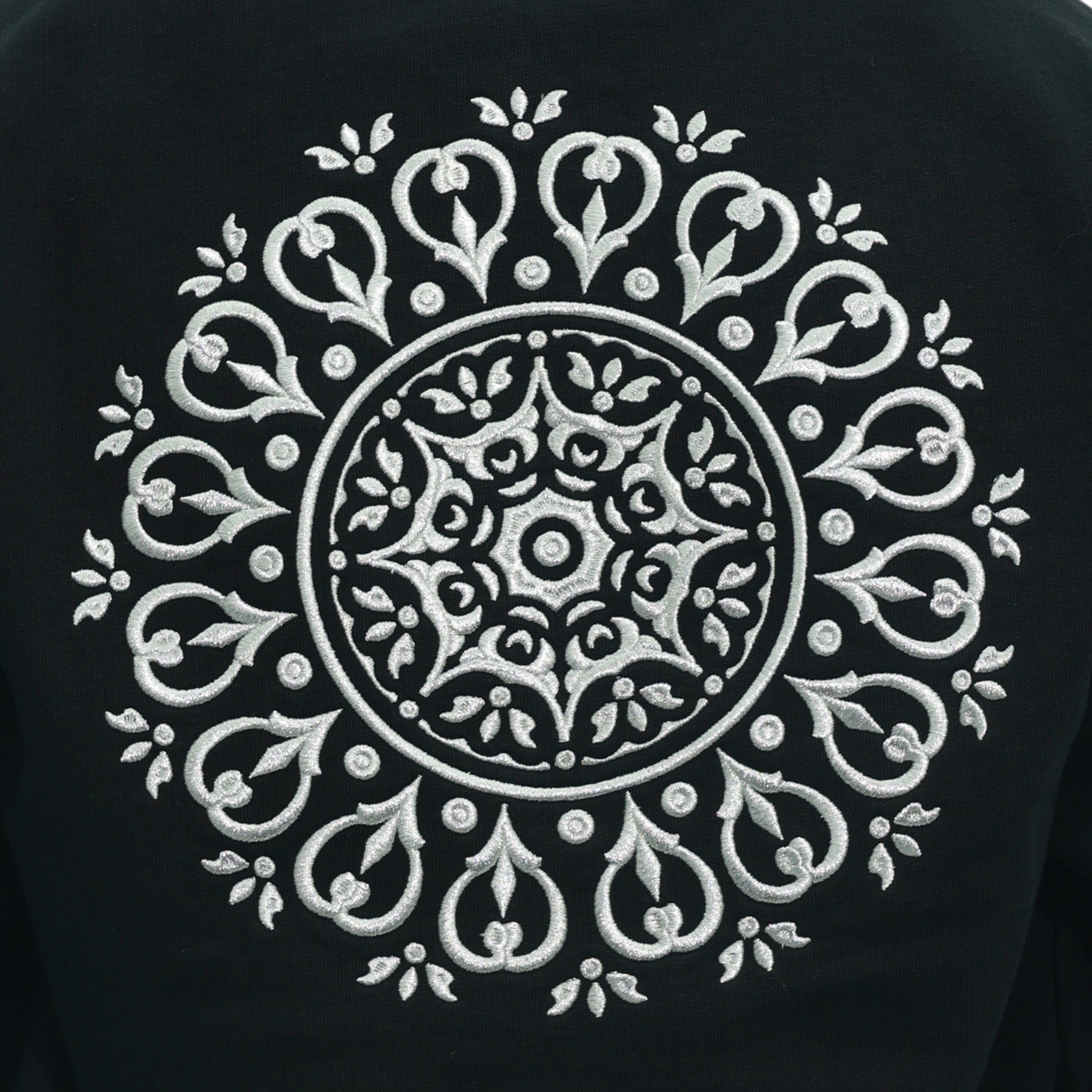 Capone Sweater Hooded Embroidered Back Print Black-Green