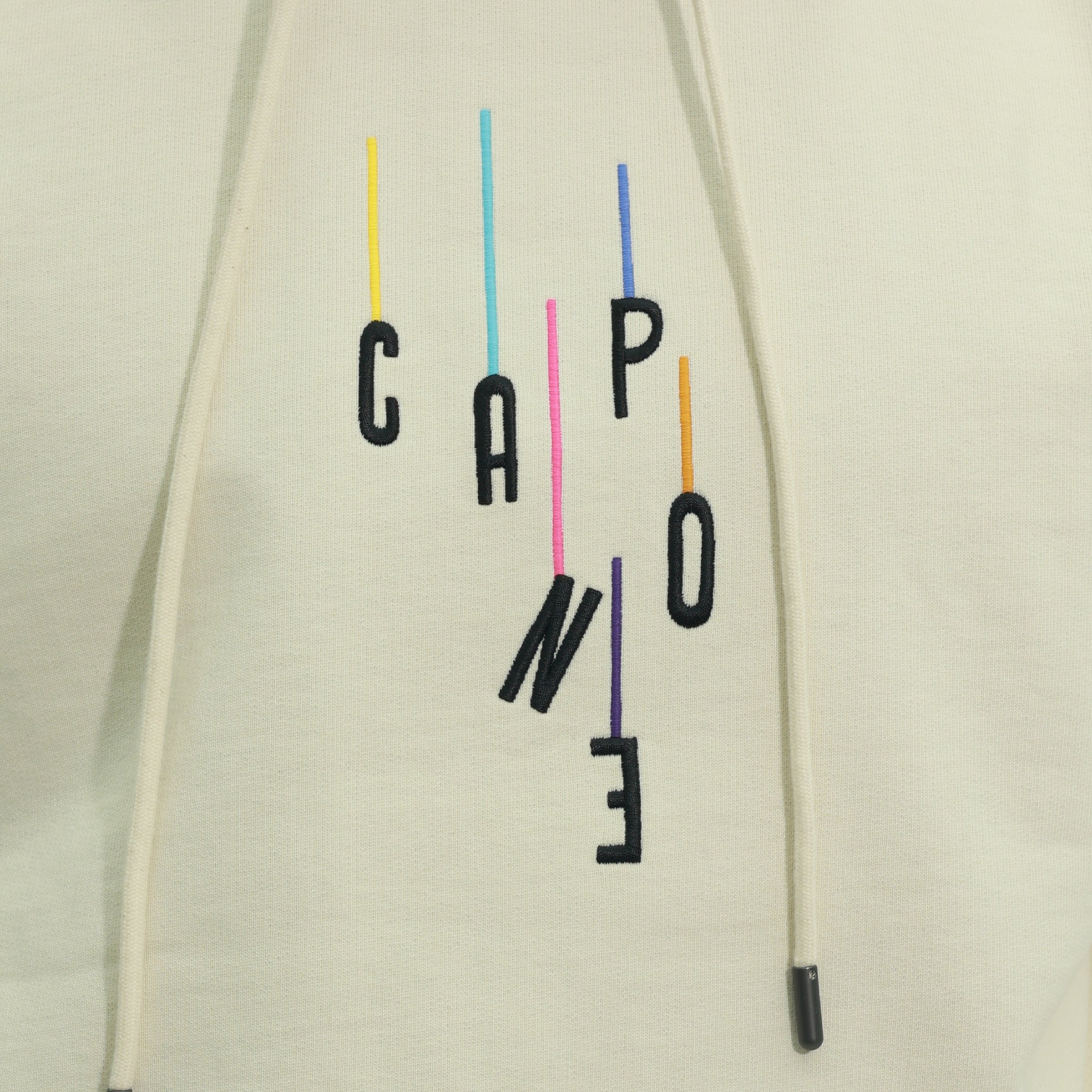 Capone Sweater Hooded Colourful Back Print Beige