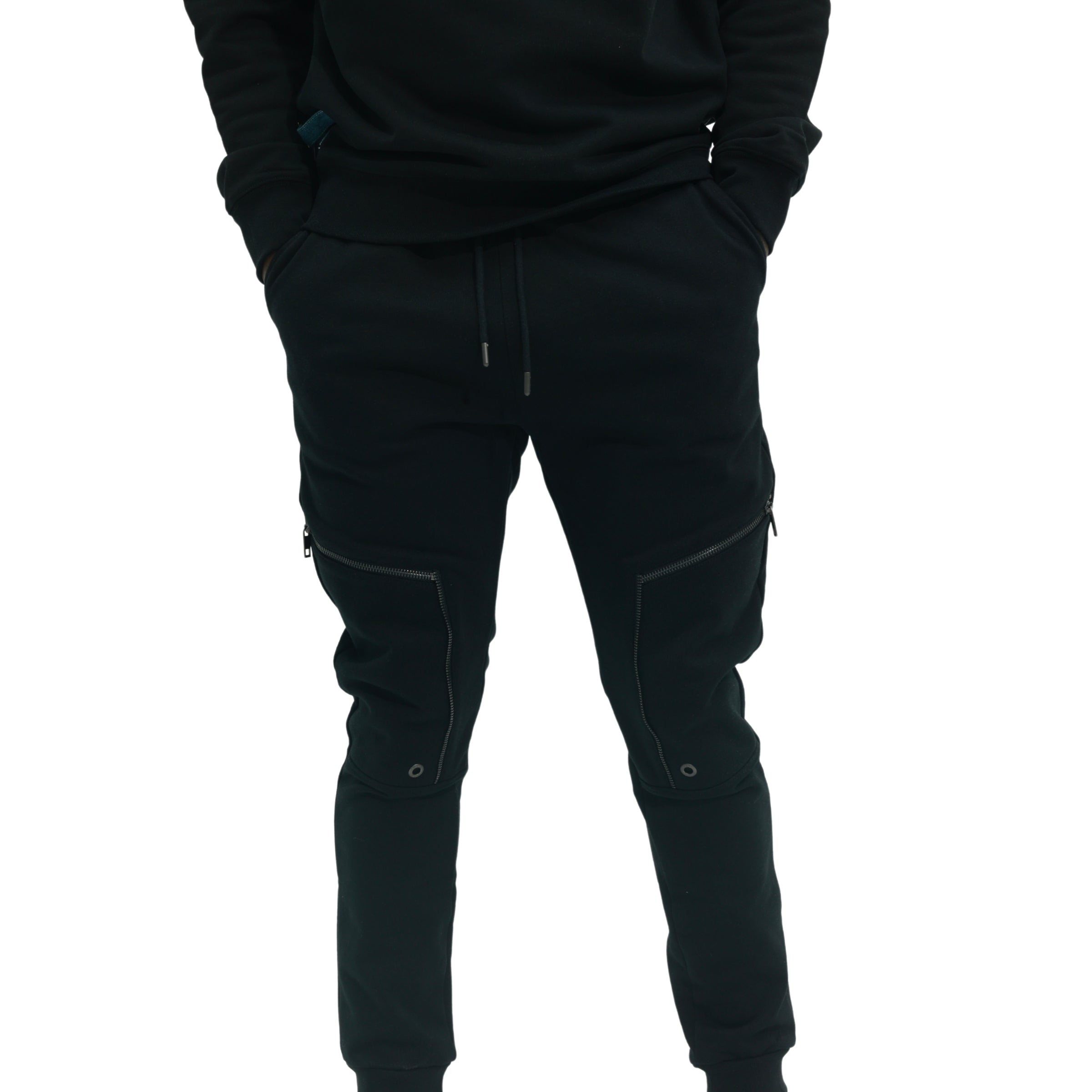 Caponed Sweatpants Zipped Black