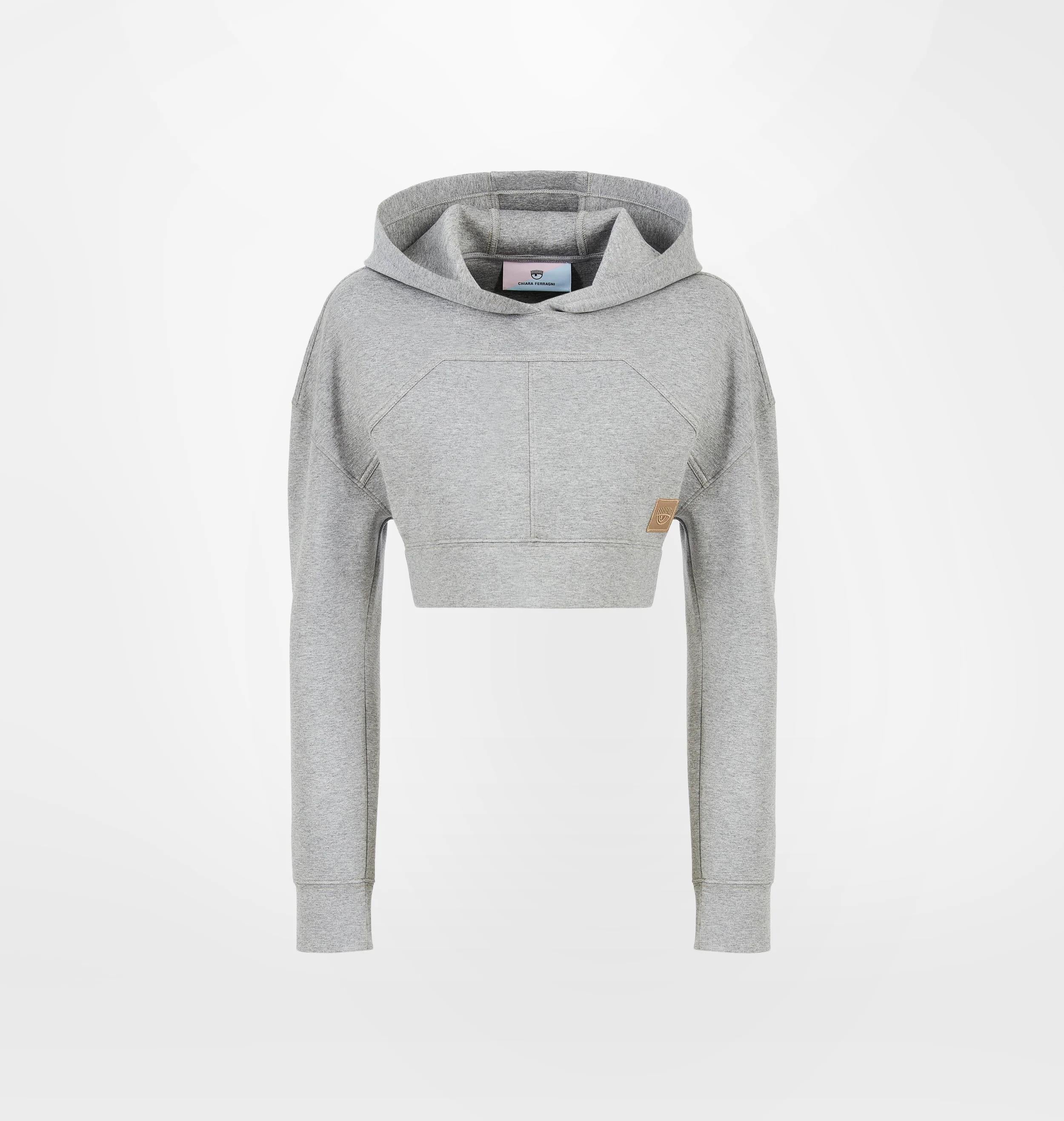 Chiara Ferragni Sweater Crop Hoodie Scuba Grey