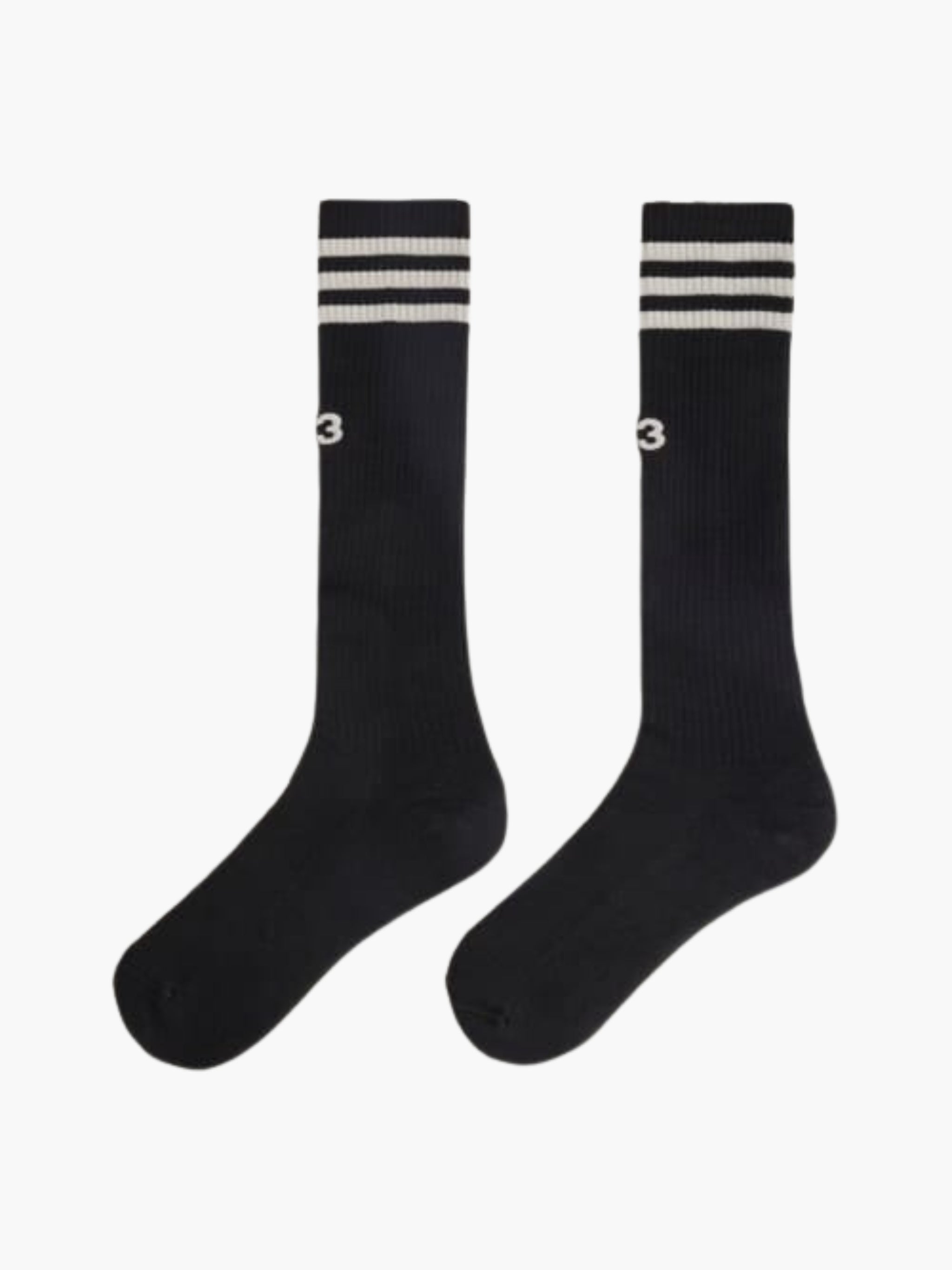 Y-3 Socks Football White Strips Black