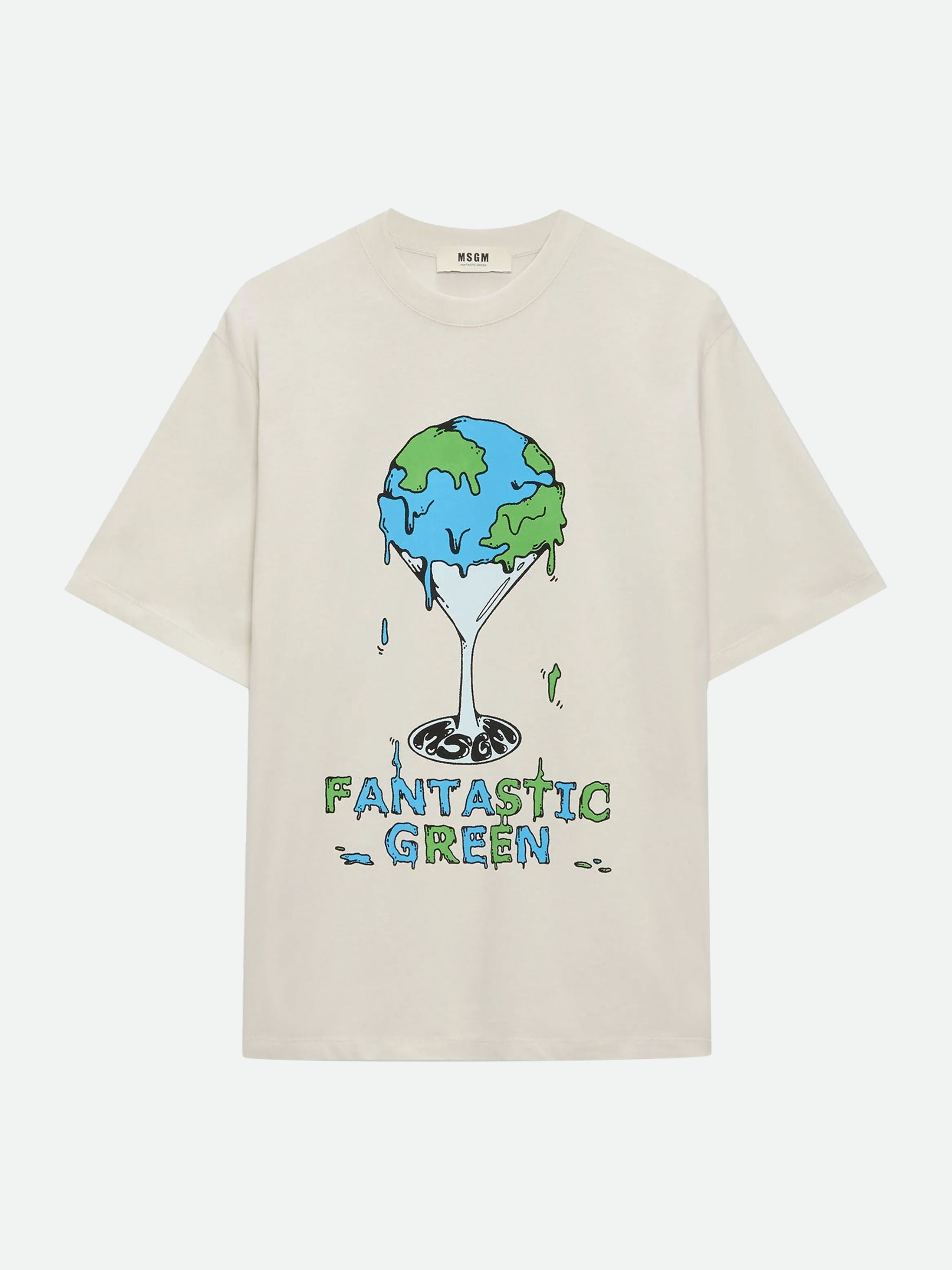 MSGM T-Shirt  Drip Earth White