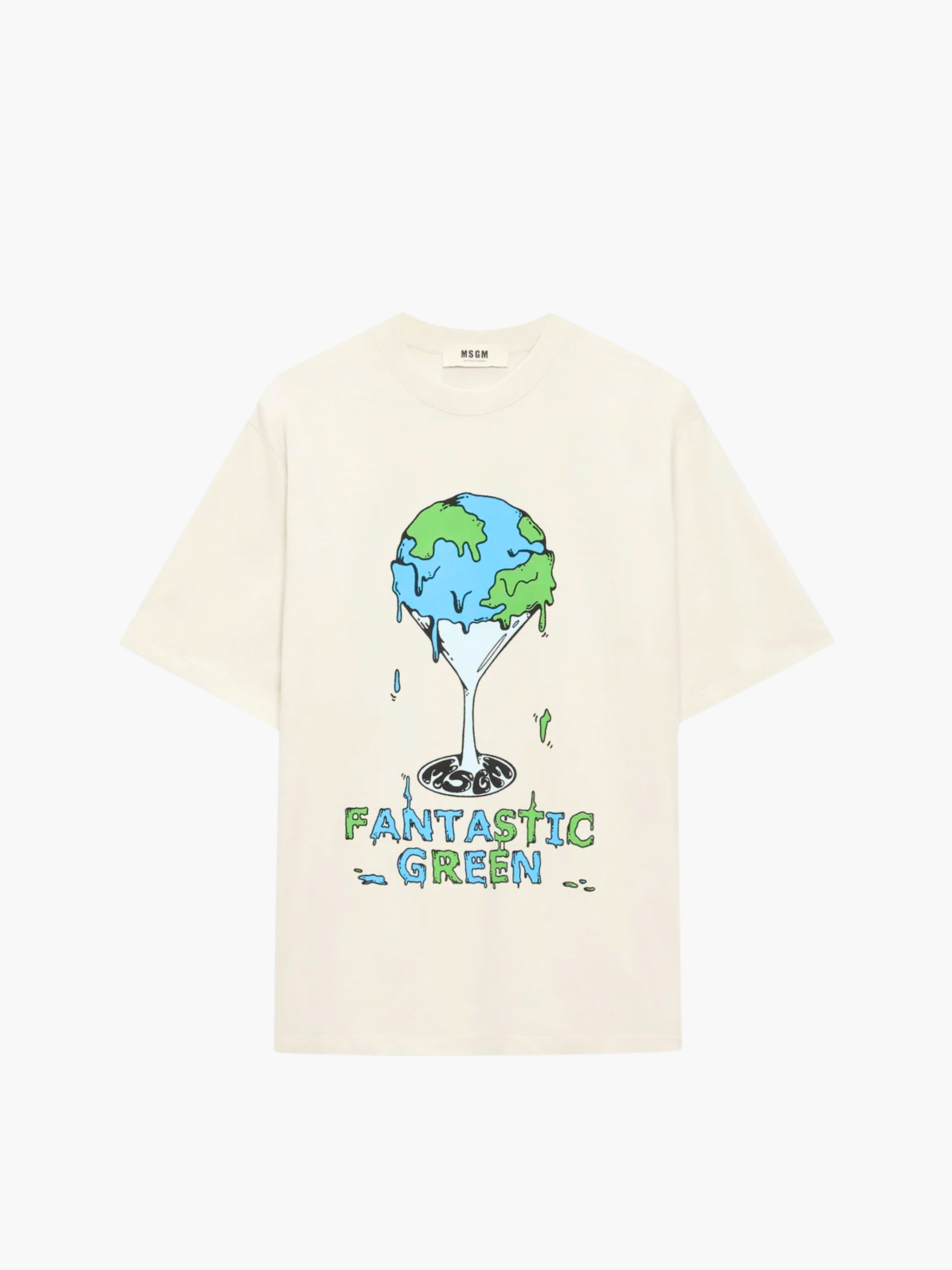 MSGM T-Shirt Drip Earth White