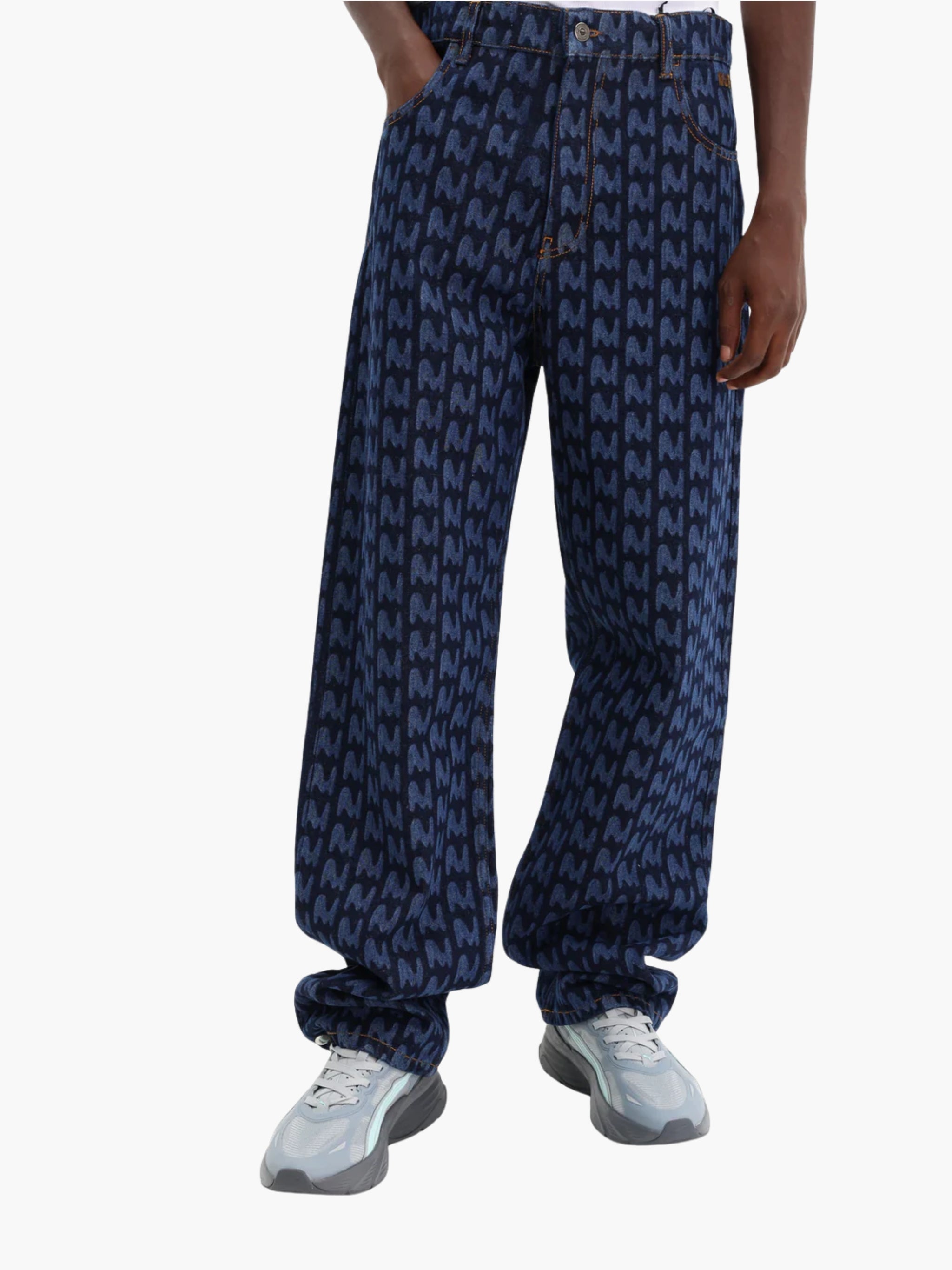 Msgm Jeans All Over Print Navy