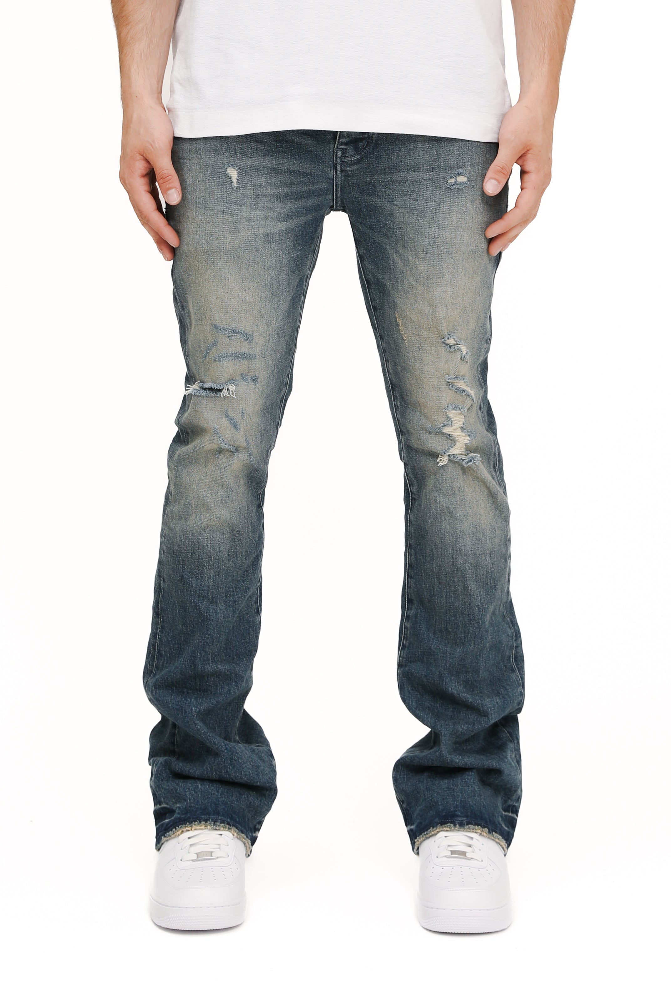 Purple Jeans Alloy Distreed Flare Indigo