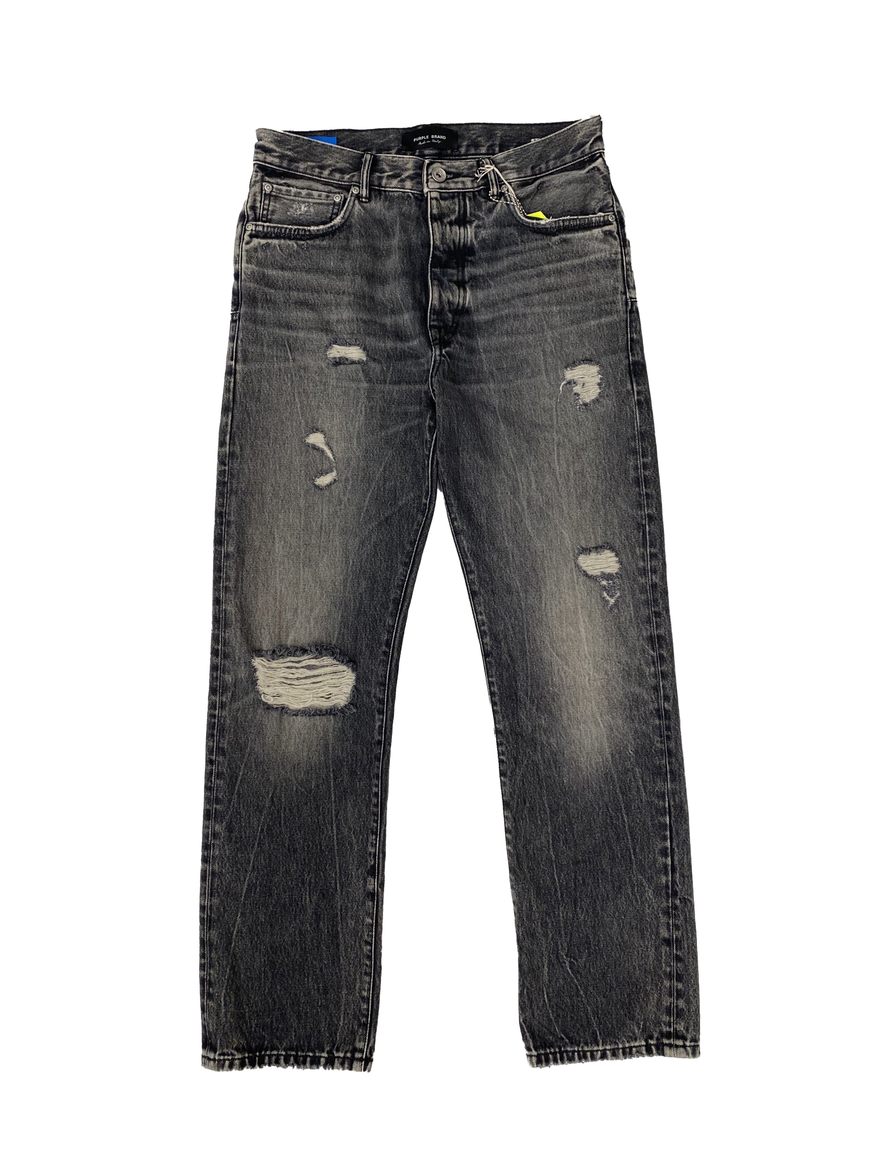 Purple Jeans Worn Stone Wash Grey