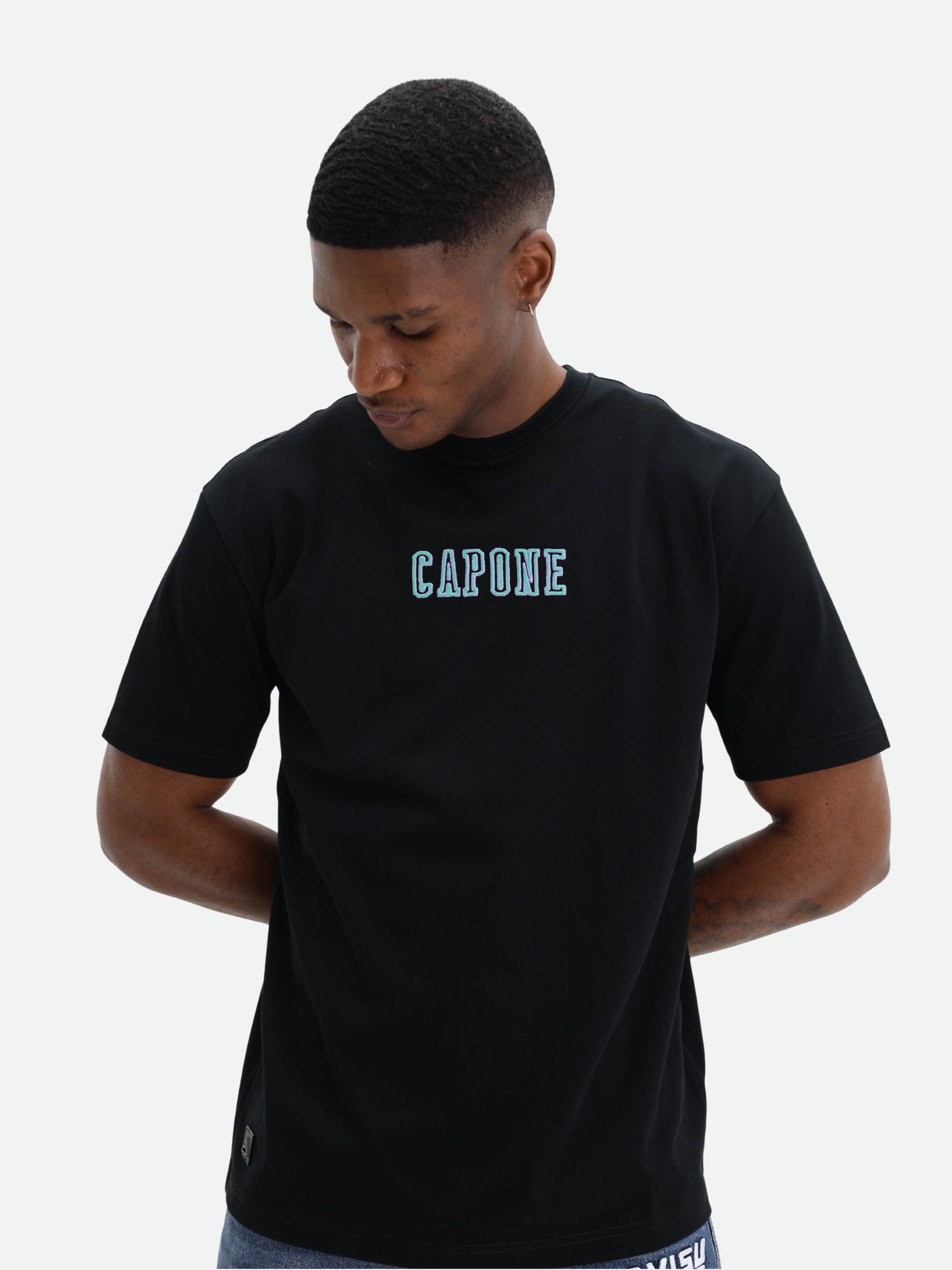 Capone T-Shirt Logo Black-Aqua-Lilac